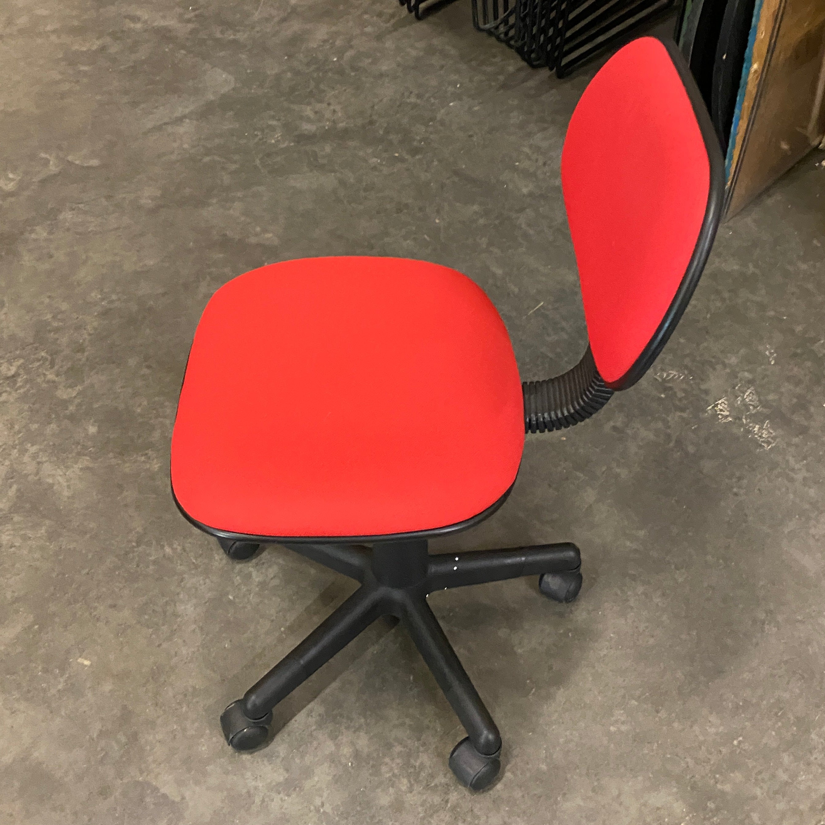Red Upholstered Rolling Stool/Chair
