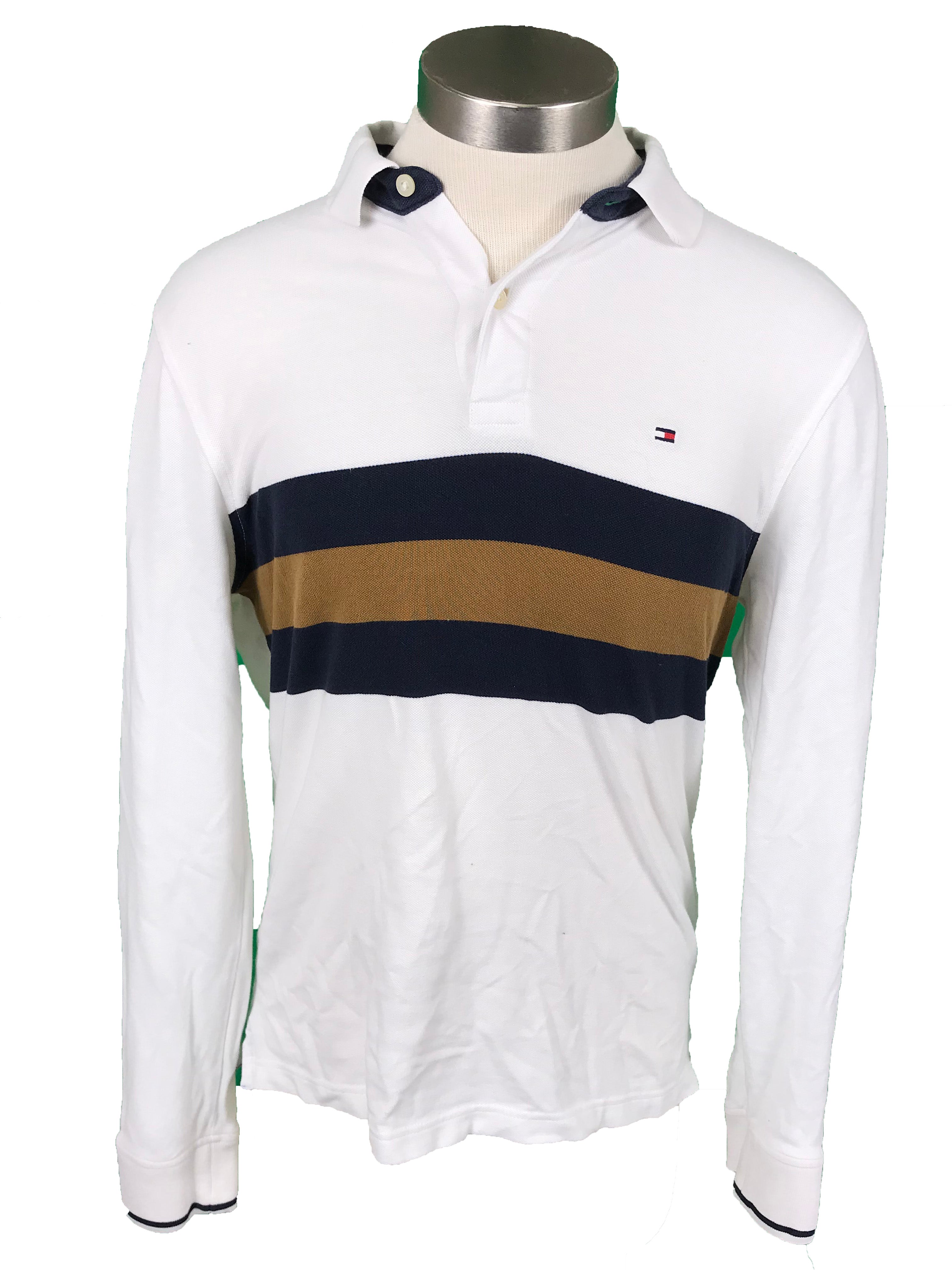Tommy Hilfiger White Long-Sleeve Polo Men's Size Medium