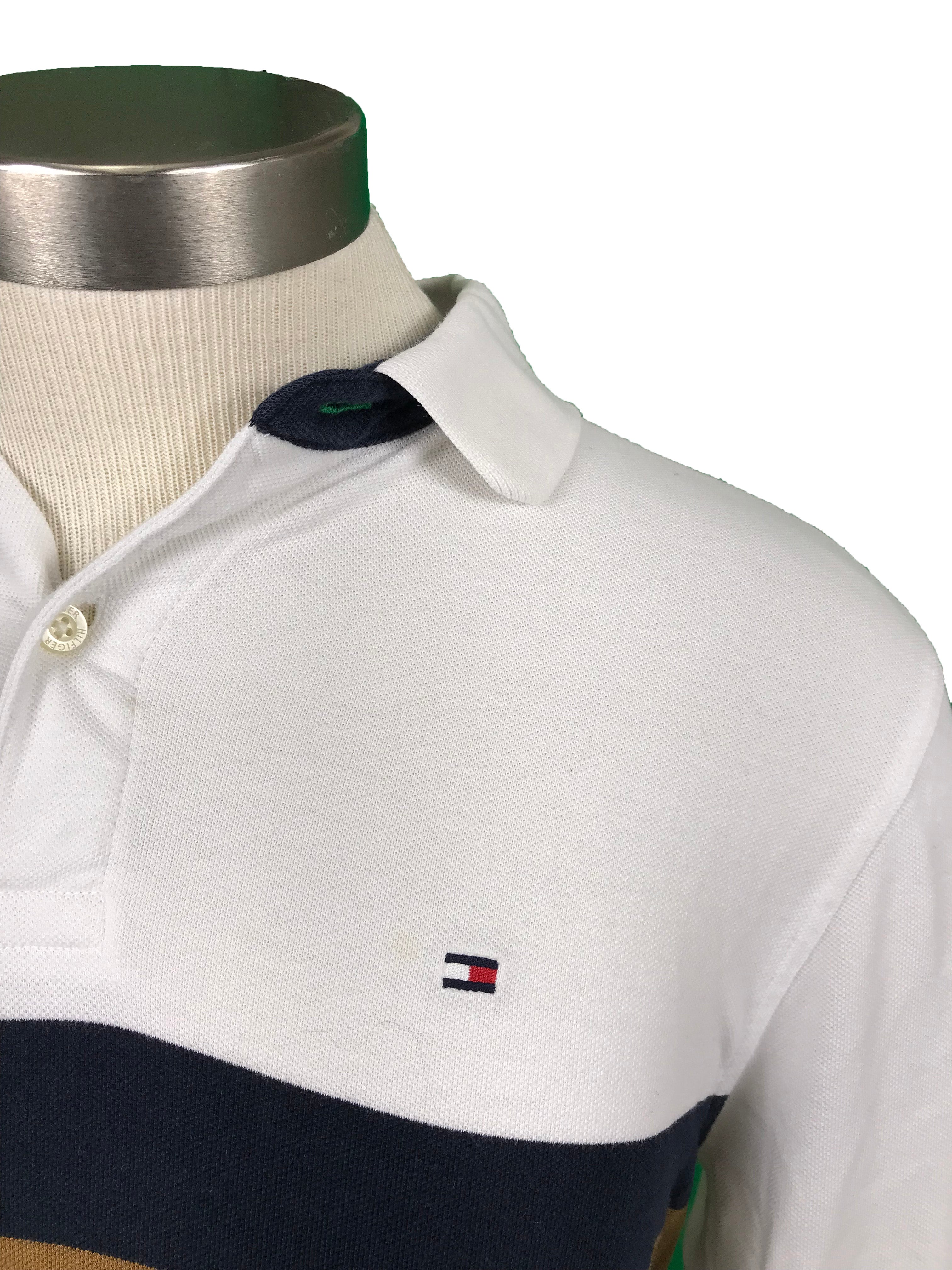 Tommy Hilfiger White Long-Sleeve Polo Men's Size Medium