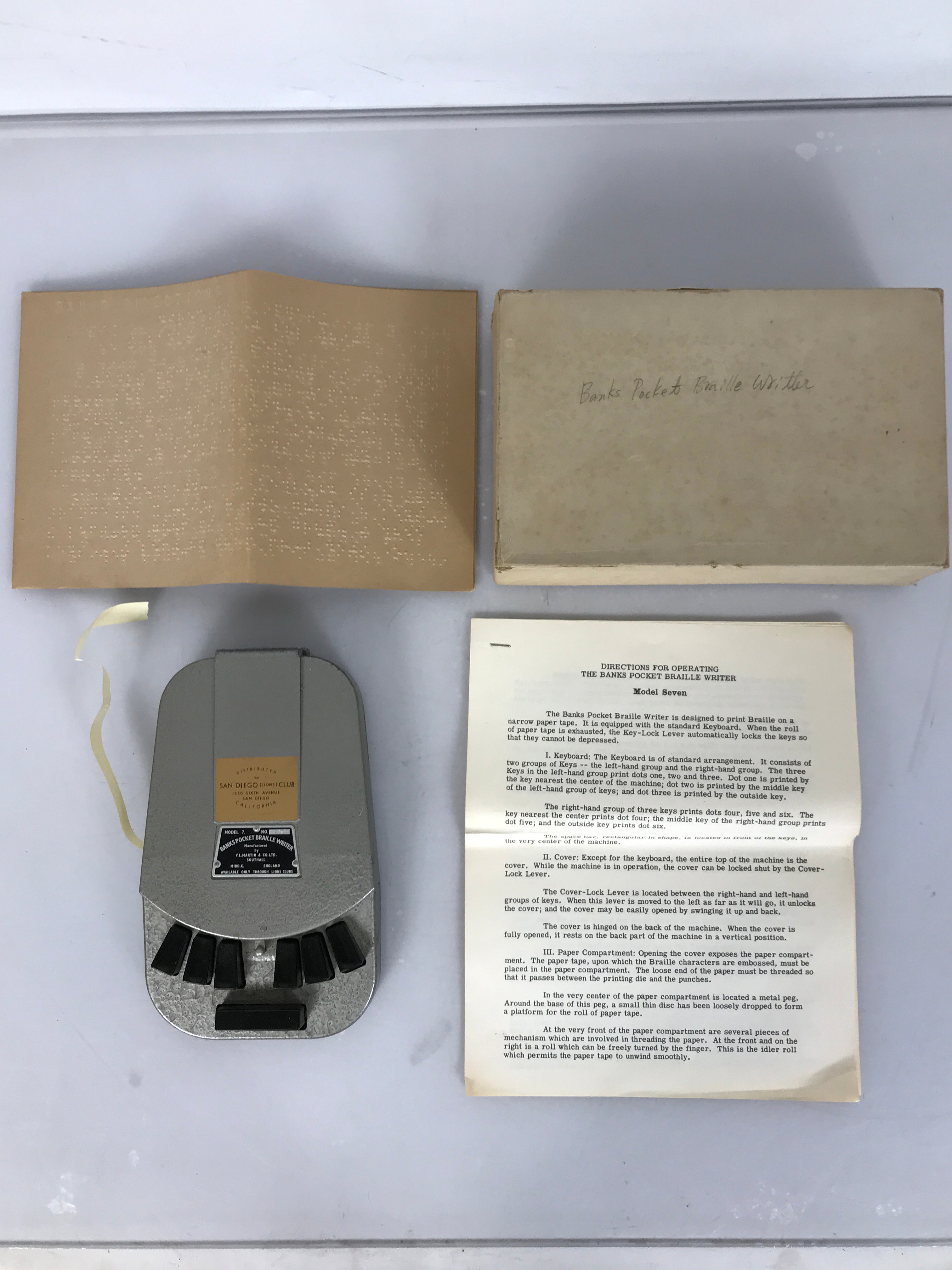 Banks Pocket Braille Writer No. 7 with Box & Instructions