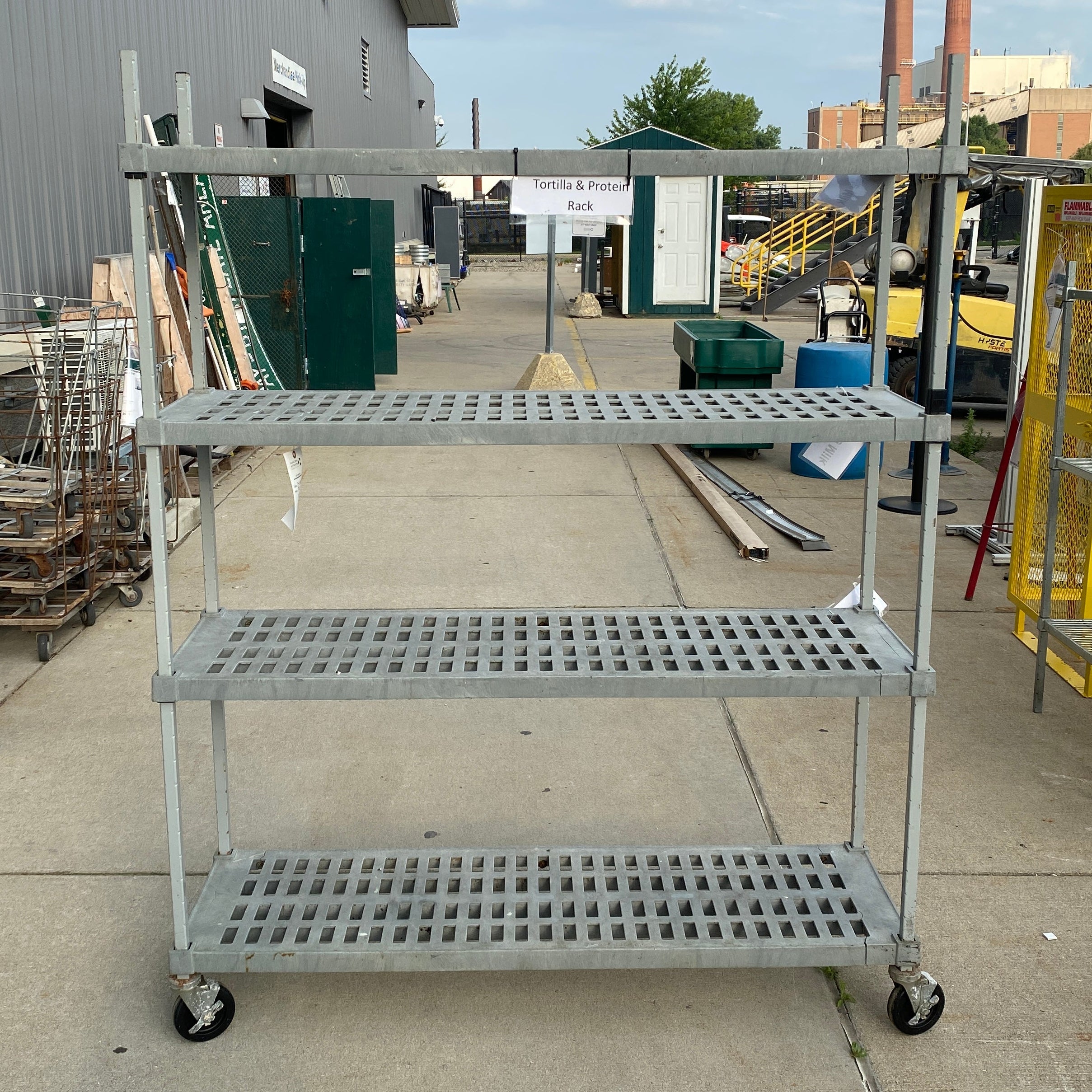 Grey Plastic 4 Tier Wheeled Shelf/Rack