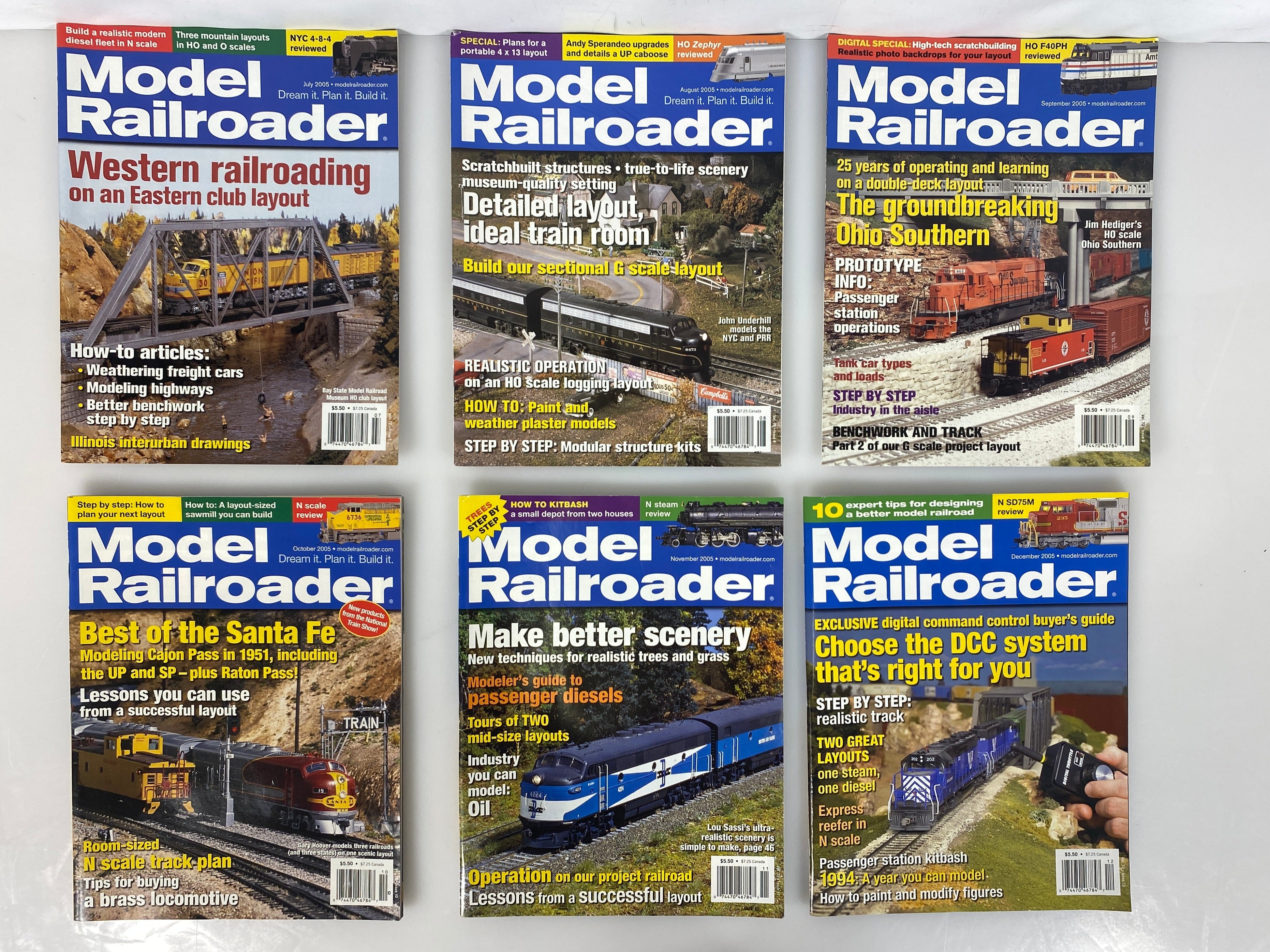 Lot of 12 Model Railroader Magazine (2005 Complete Year)