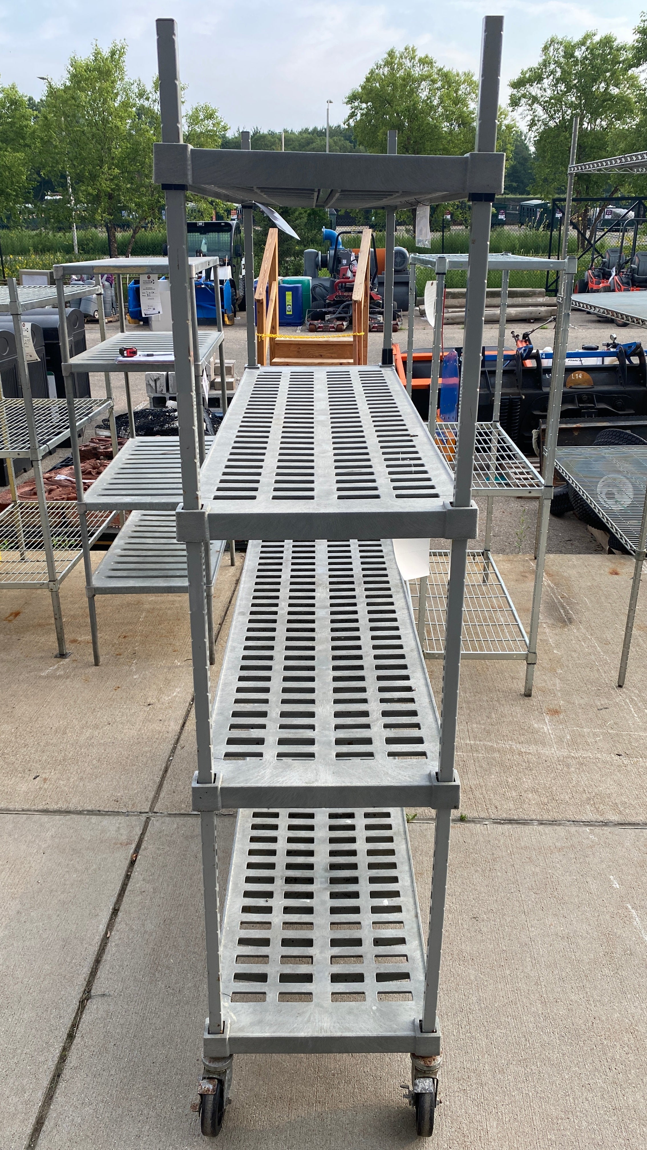 Grey Plastic 4 Tier Wheeled Shelf/Rack