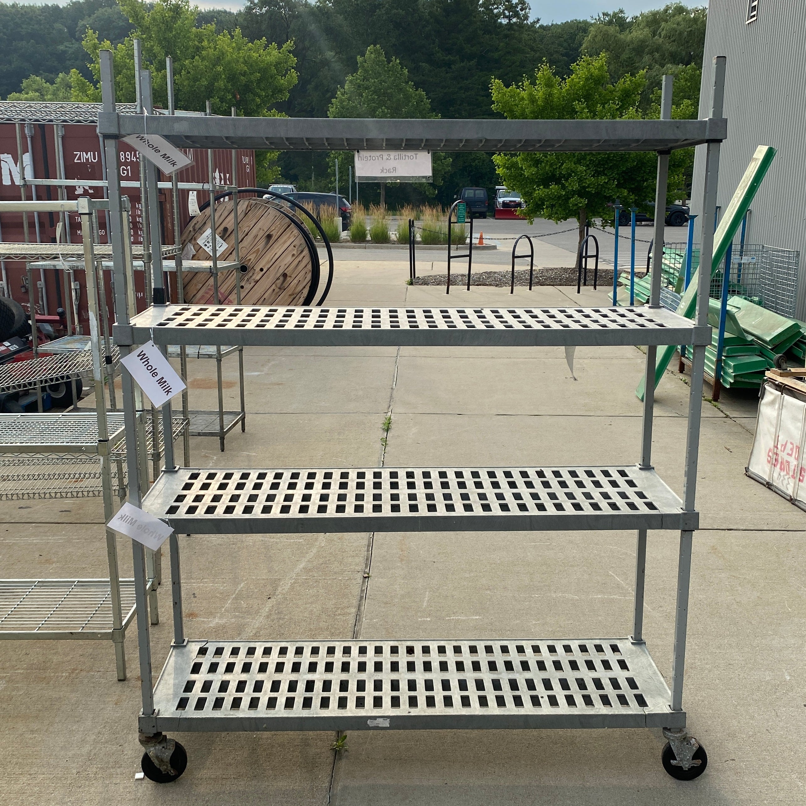 Grey Plastic 4 Tier Wheeled Shelf/Rack