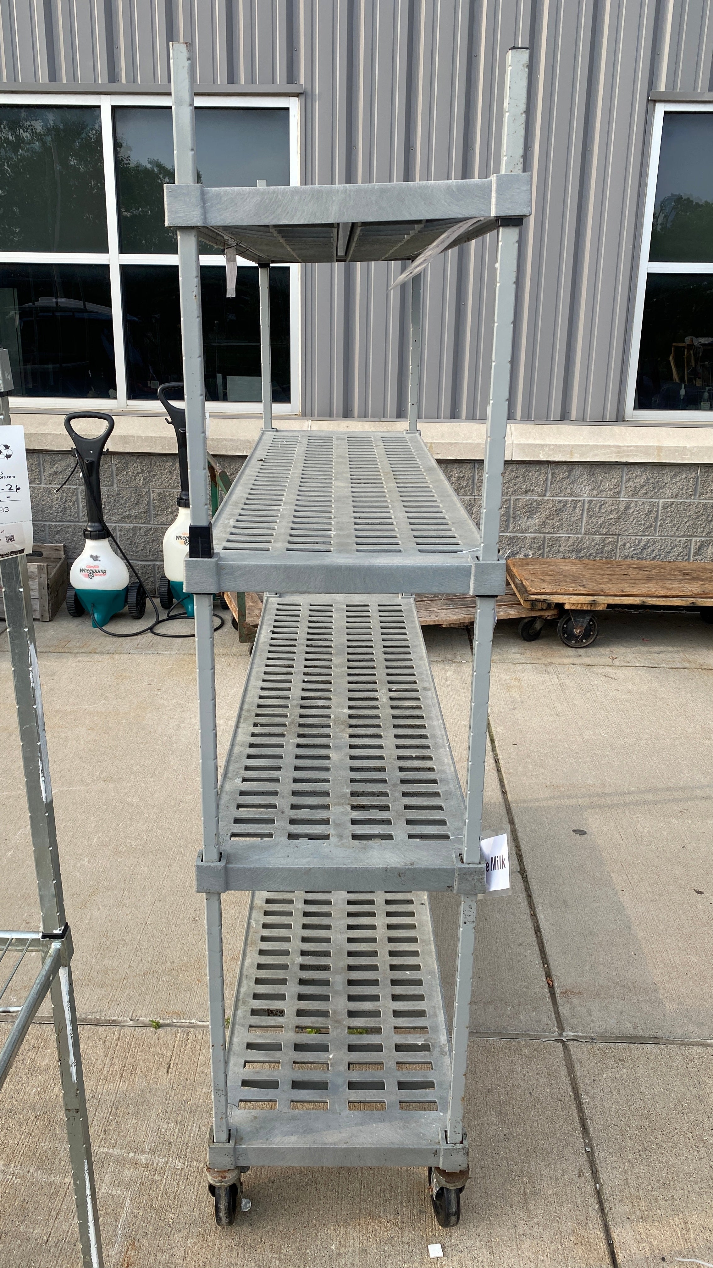 Grey Plastic 4 Tier Wheeled Shelf/Rack