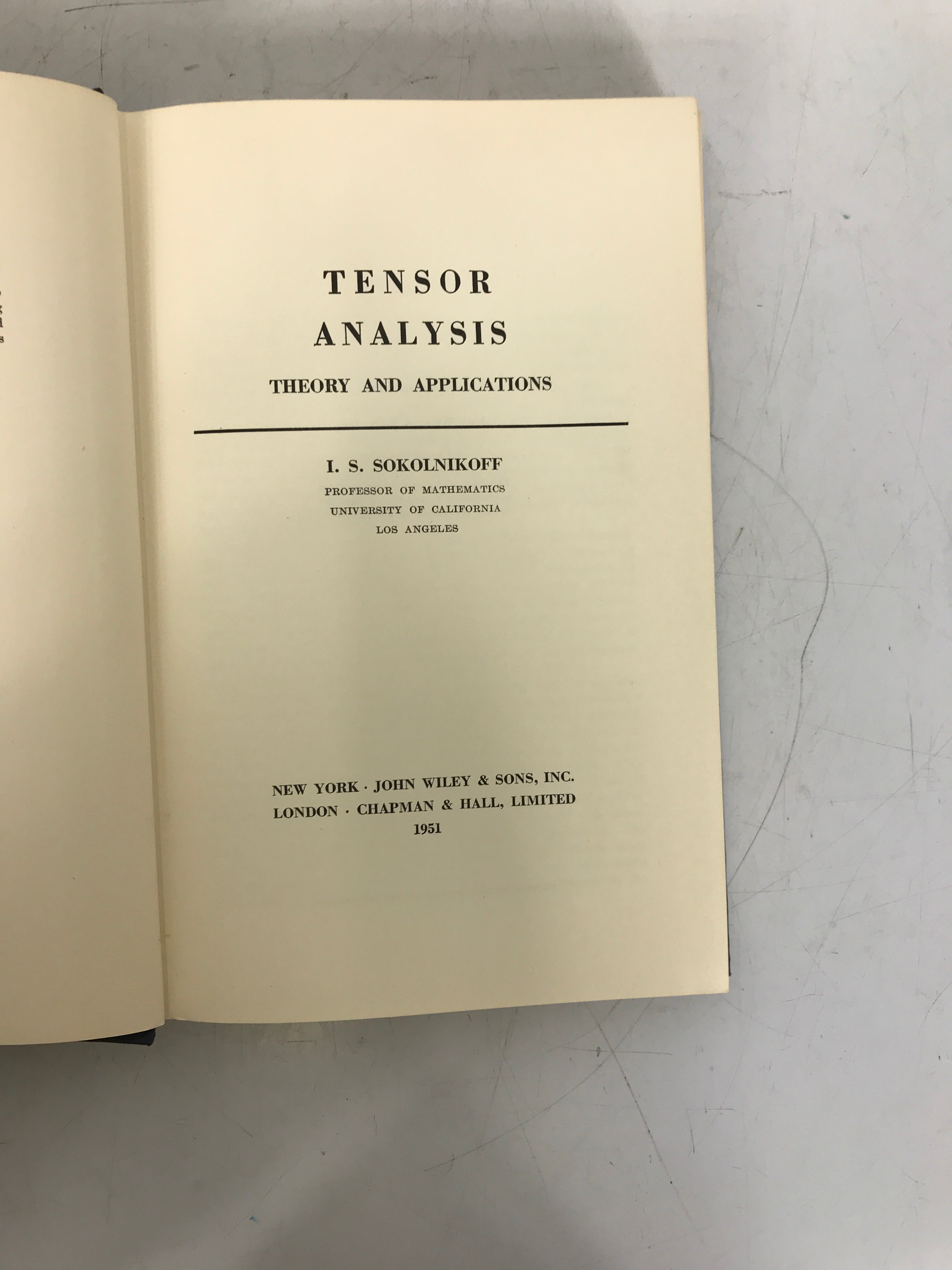 Tensor Analysis Theory & Applications Sokolnikoff 1951 HC