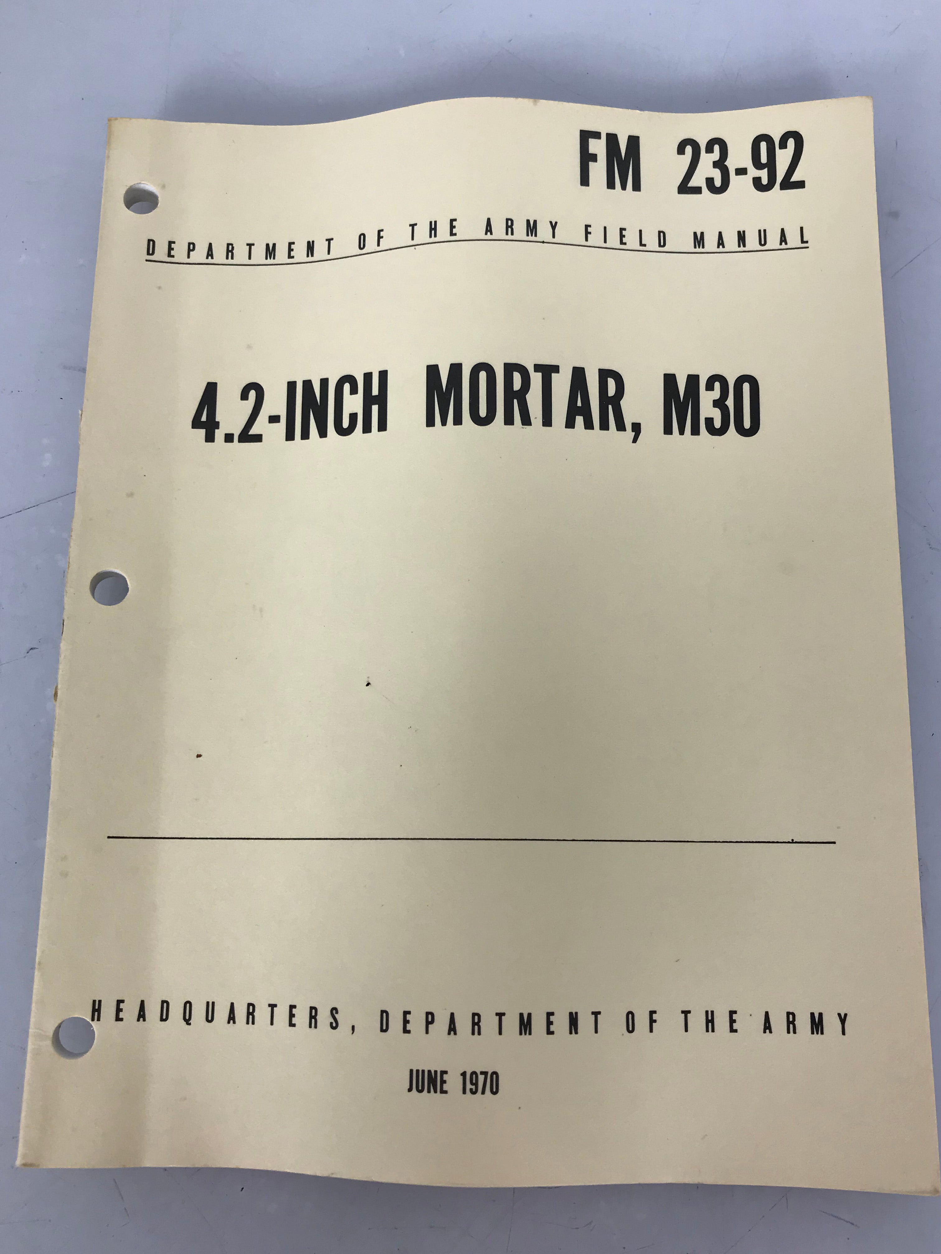 1970 US Army Field Manual 4.2 Inch Mortar, M30