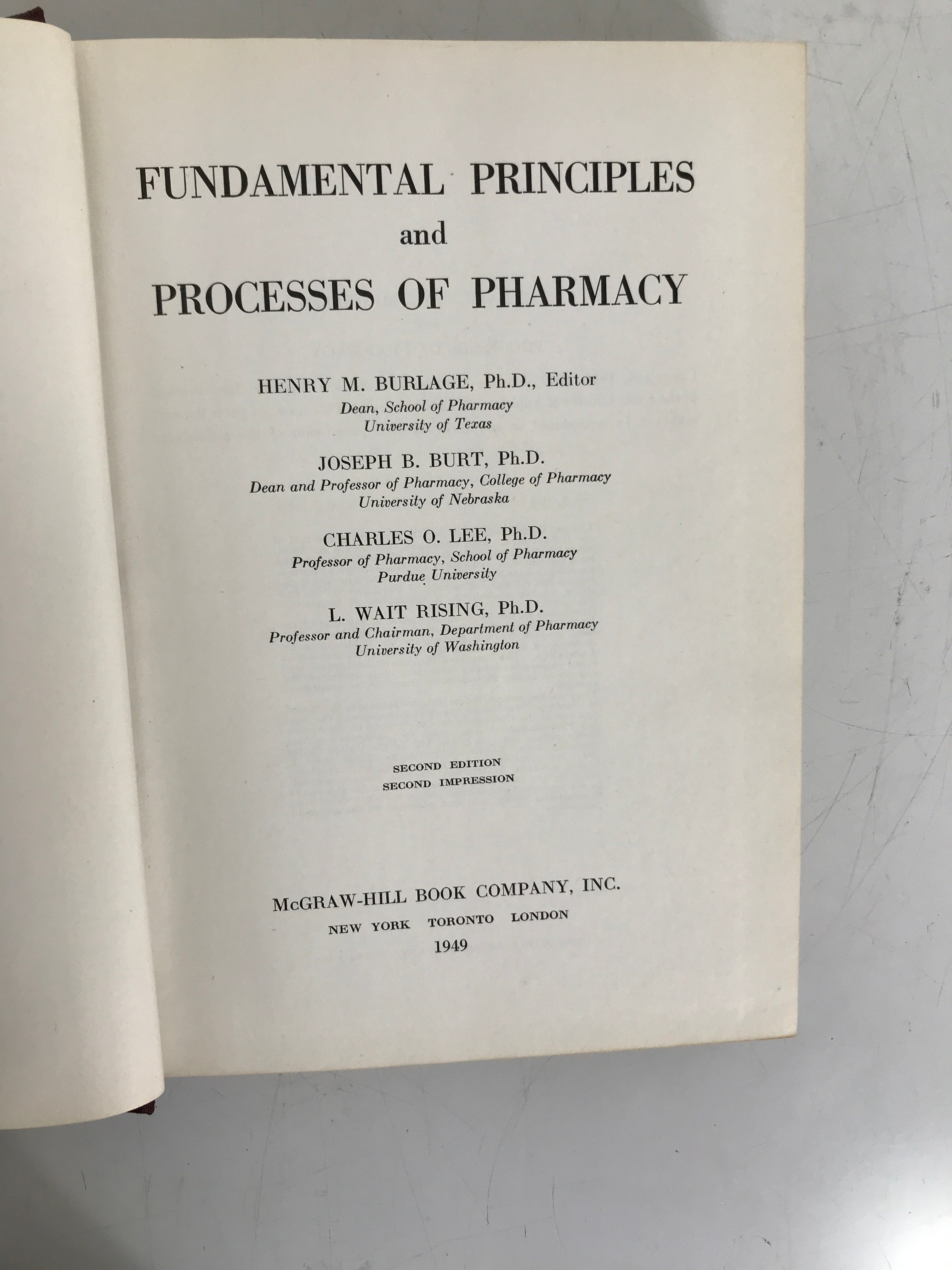 Fundamental Principles and Processes of Pharmacy (1949) 2nd Ed HC McGraw-Hill