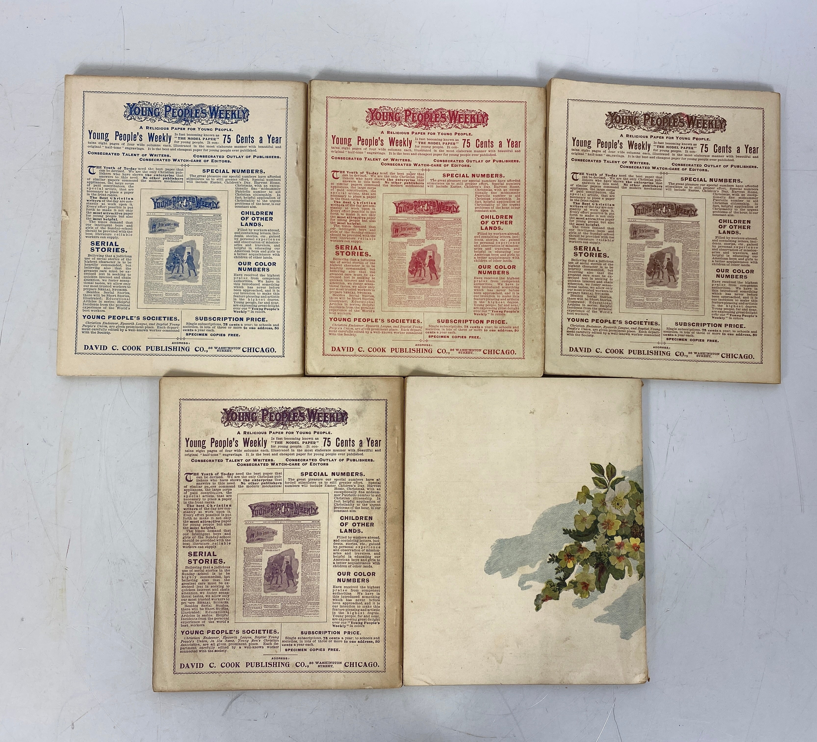 5 Antique New Sabbath Library Magazines 1898-1899 SC