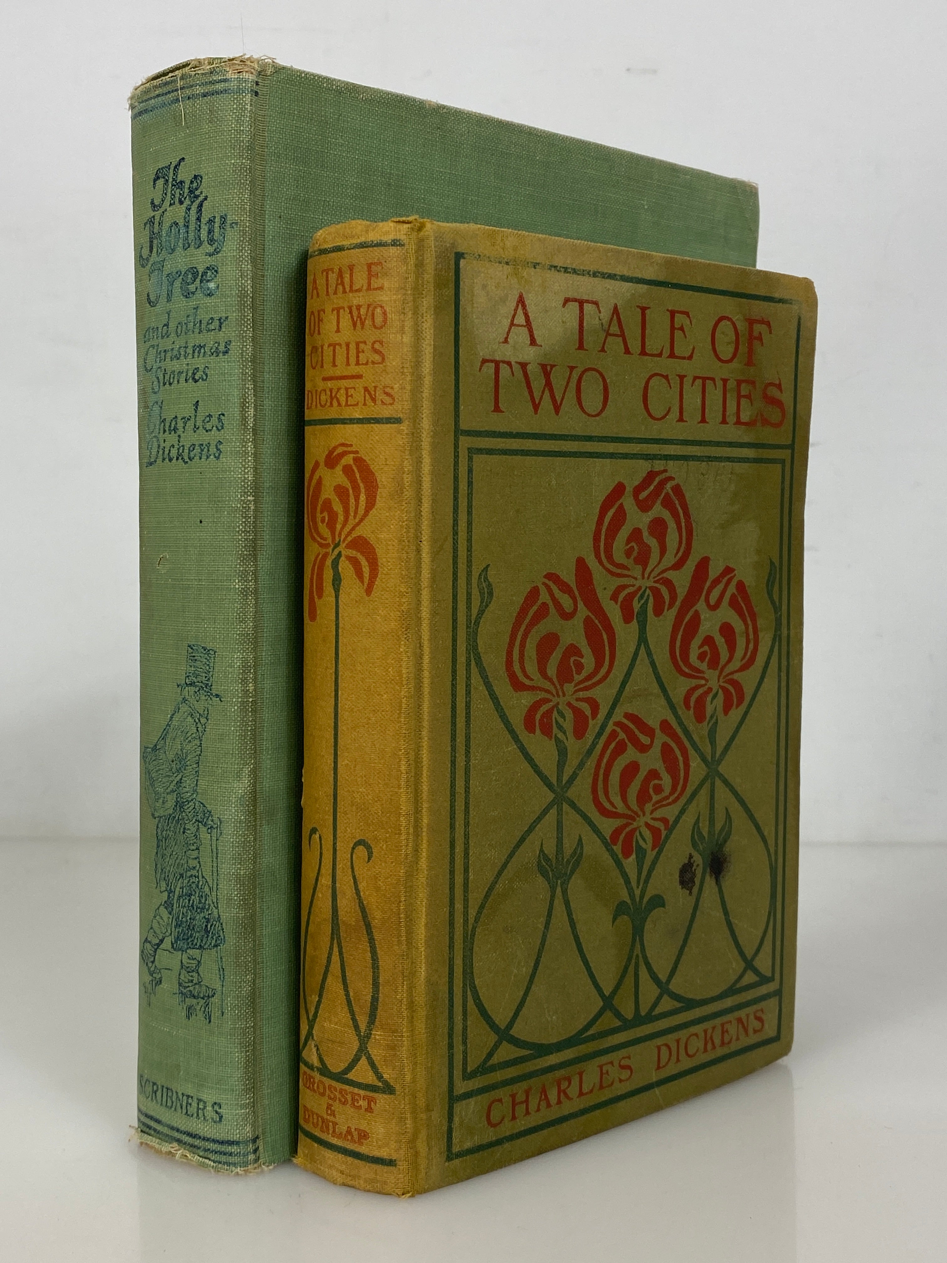 2 Charles Dickens: Tale of Two Cities (w Ephemera)/The Holly-Tree c1920s HC