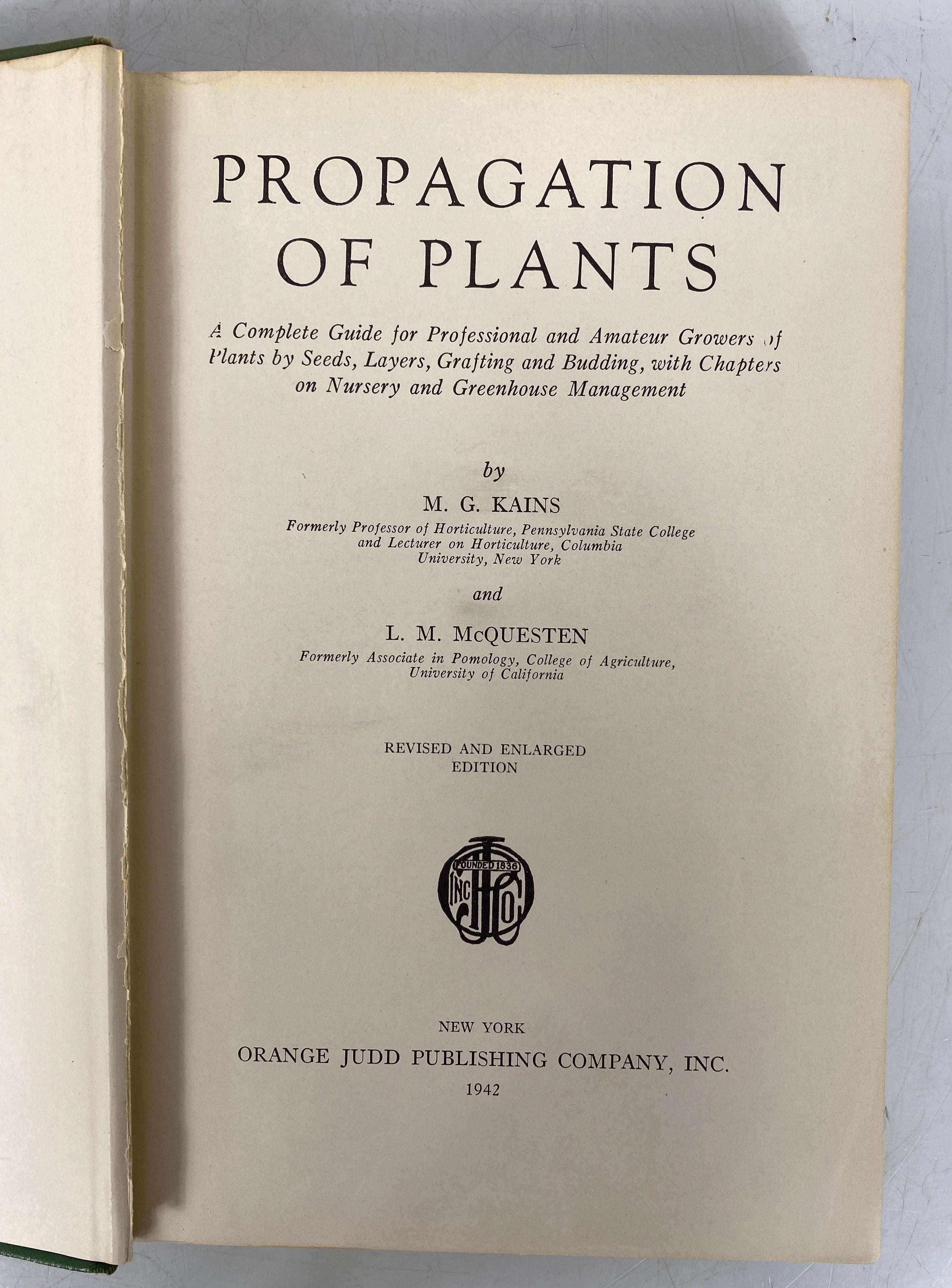 2 Volumes: Propagation of Plants (1942)/Basic Horticulture (1951) Vintage HC