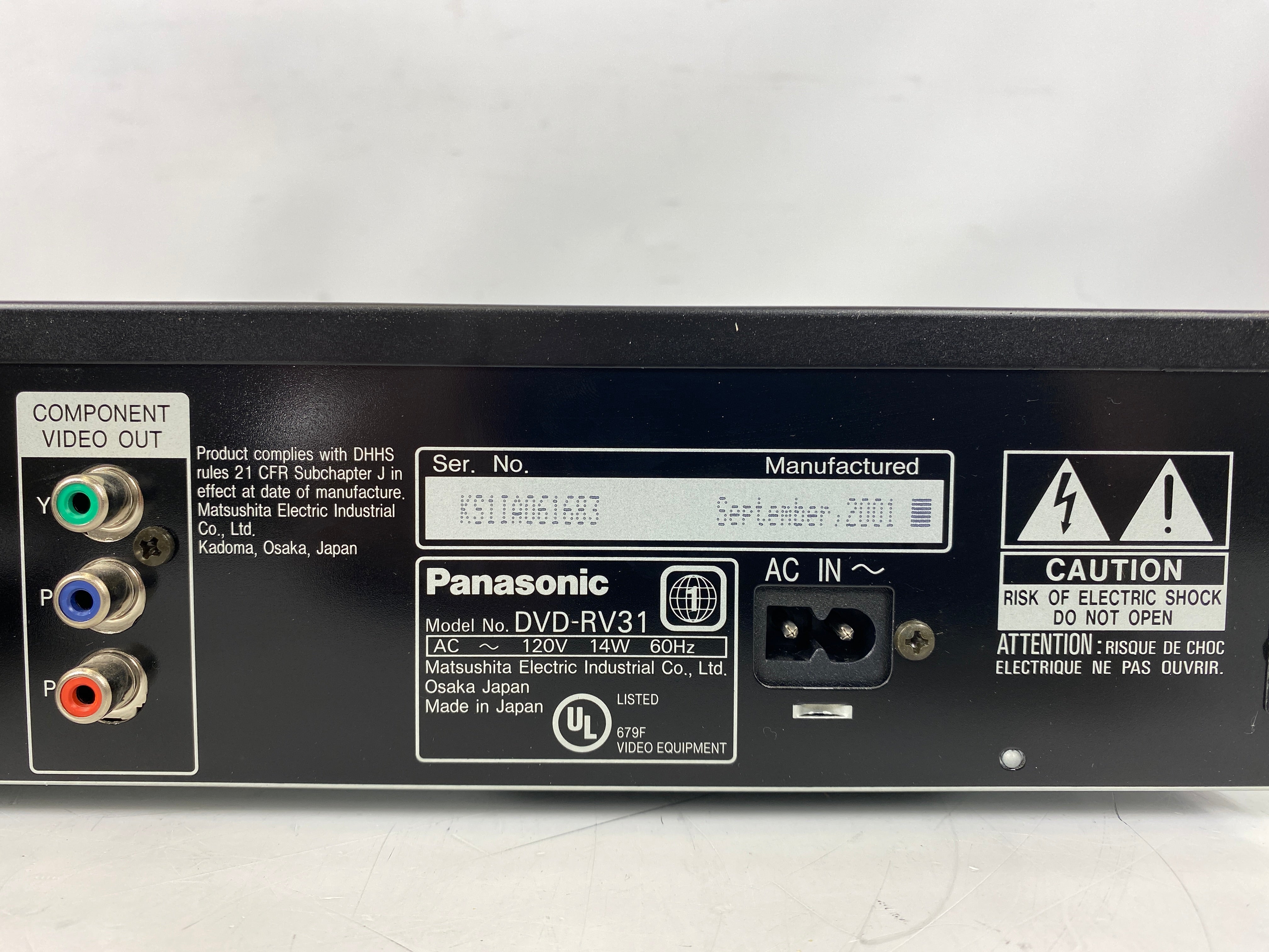 Panasonic DVD-RV31 DVD/Video CD/CD Player