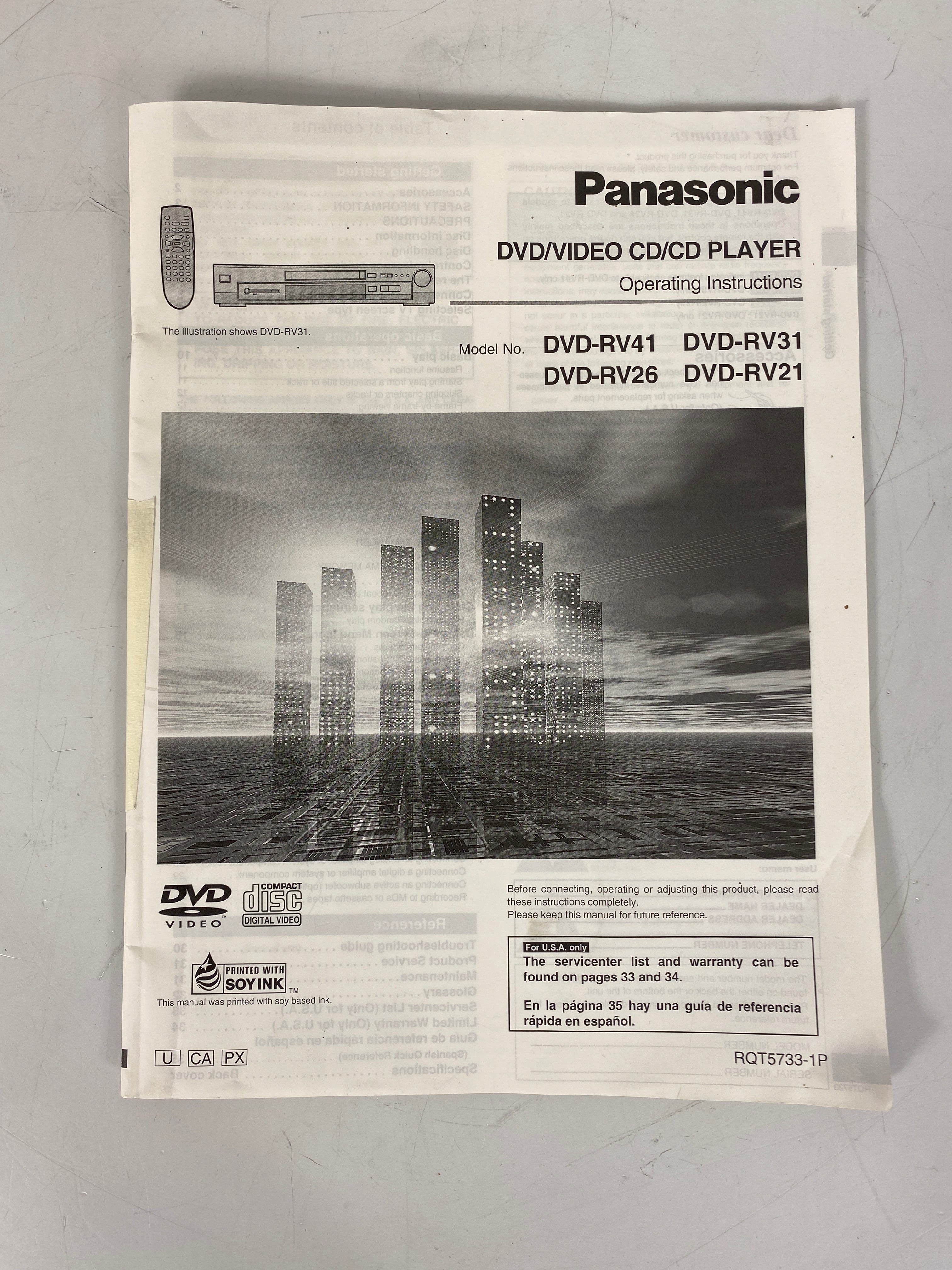 Panasonic DVD-RV31 DVD/Video CD/CD Player