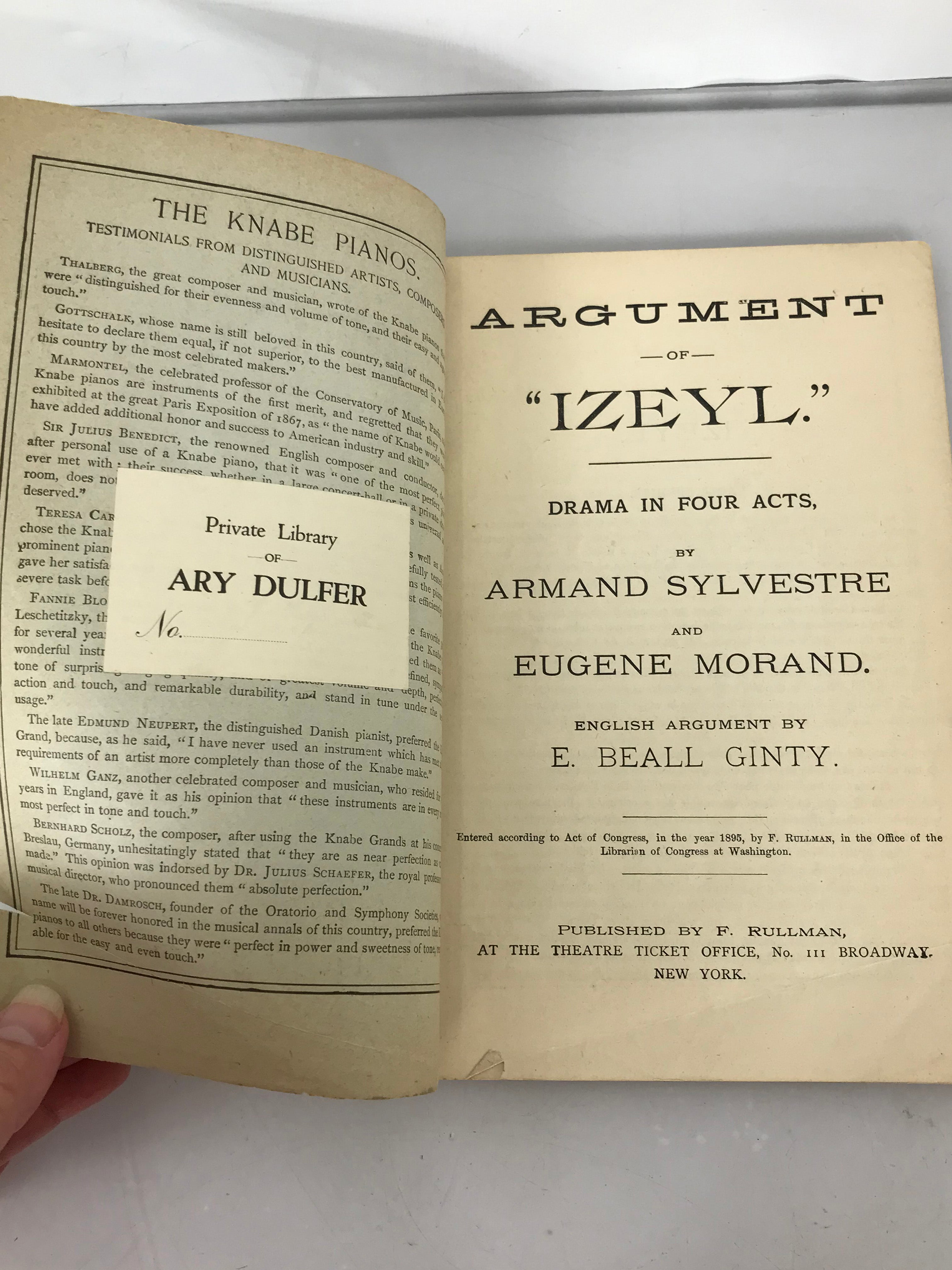 The Sarah Bernhardt Edition 1895 Izeyl  New York