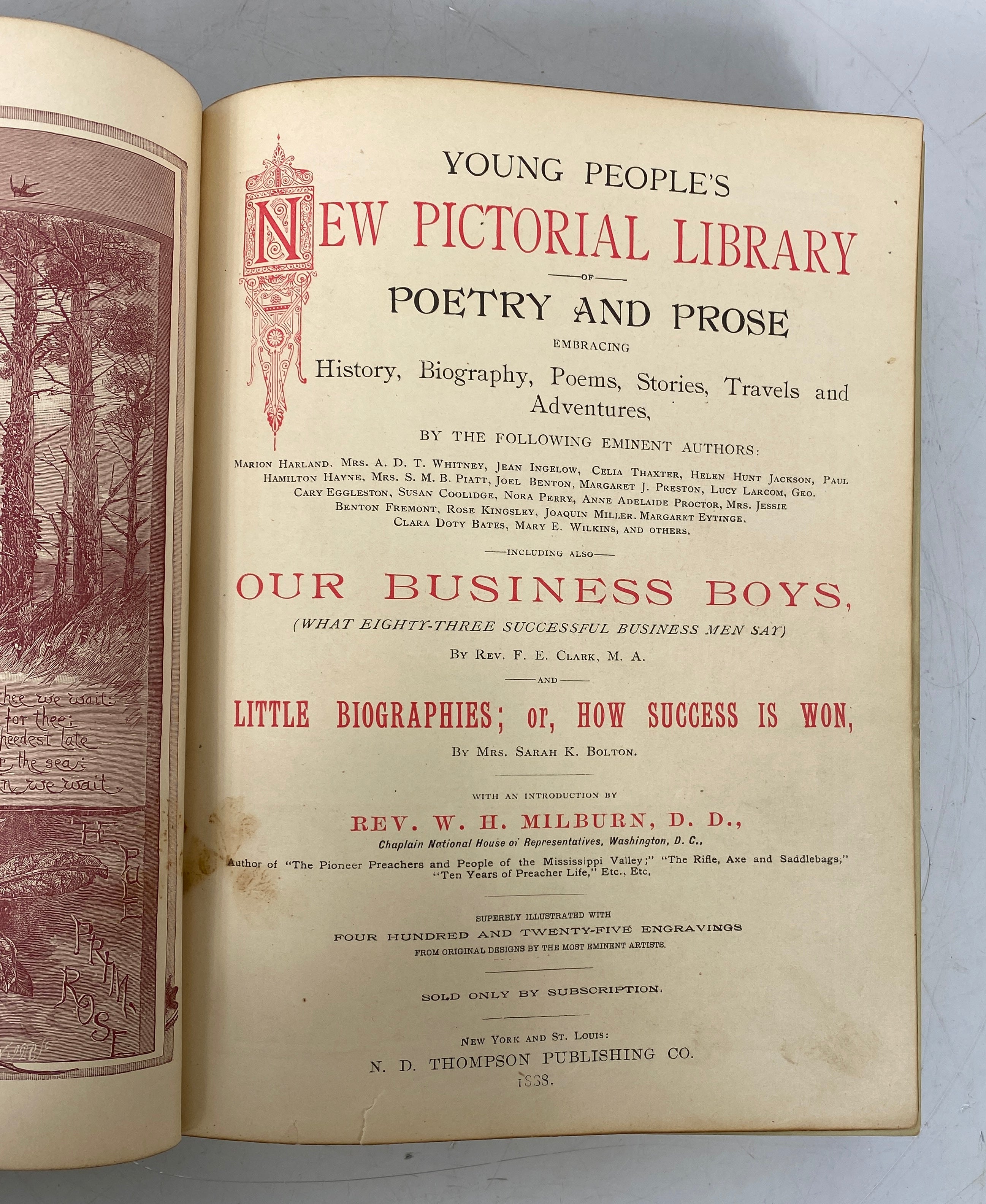 Young People's New Pictorial Library of Poetry & Prose 1888 Antique HC