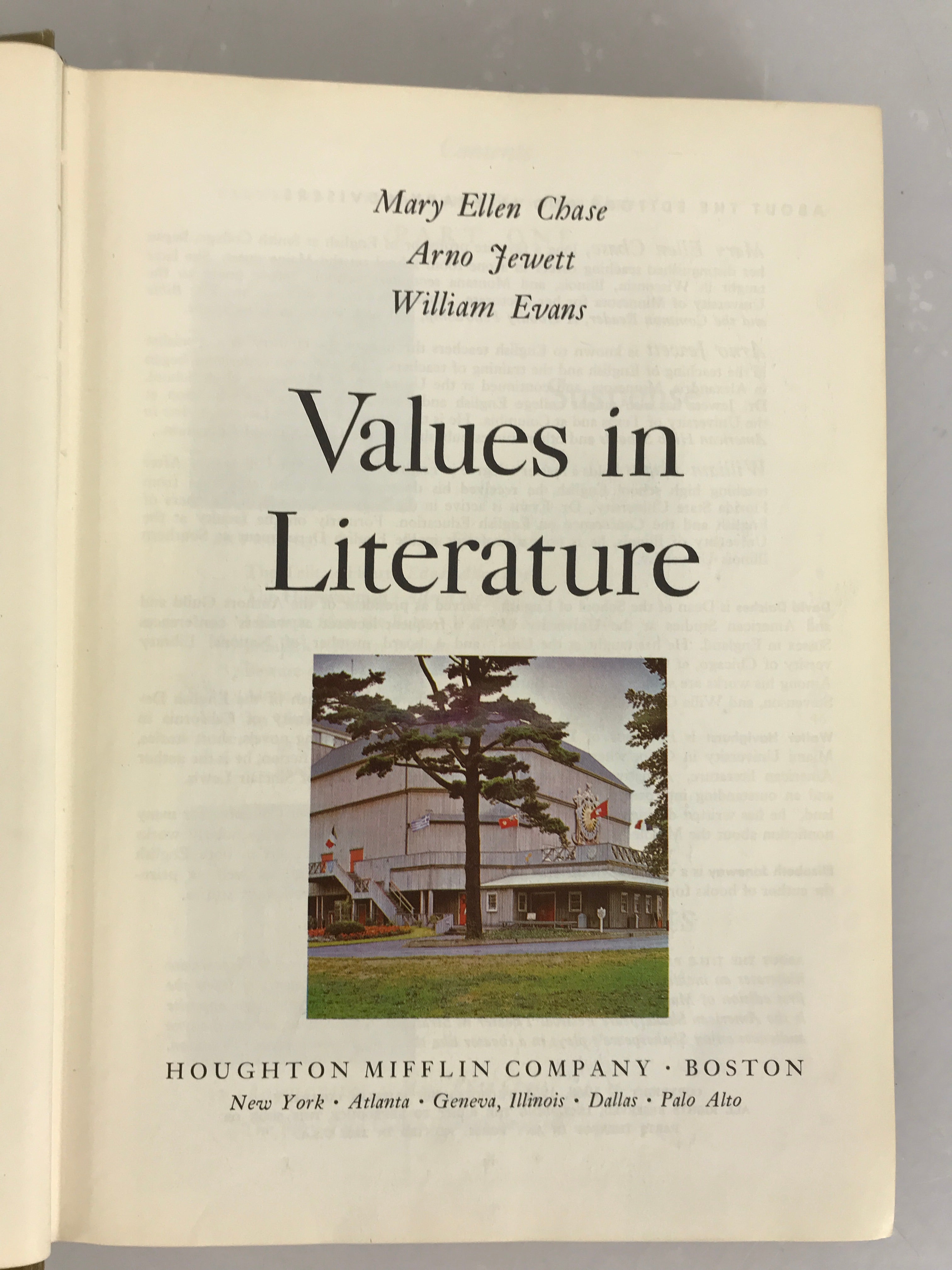 Values in Literature by Chase, Jewett, and Evans 1965 HC