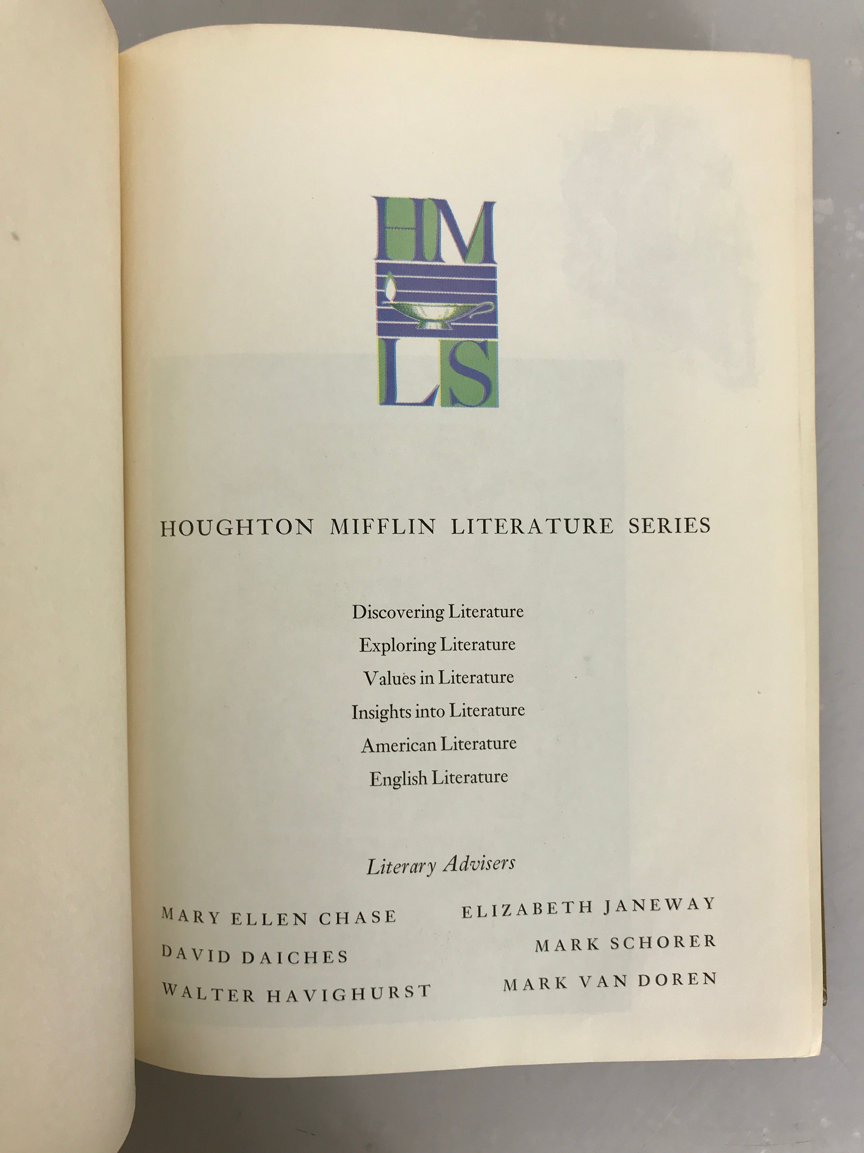 Values in Literature by Chase, Jewett, and Evans 1965 HC