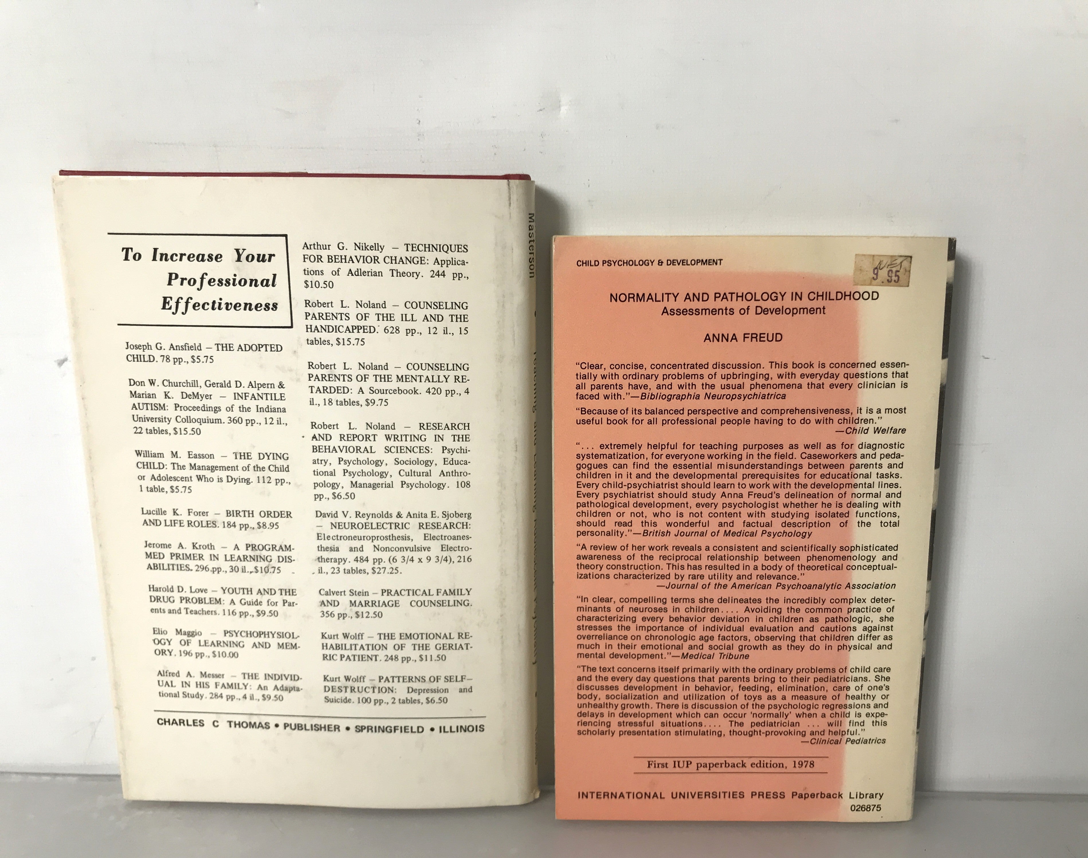 Lot of 2 Child and Adolescent Psychiatry Books 1965-1971 SC HC DJ