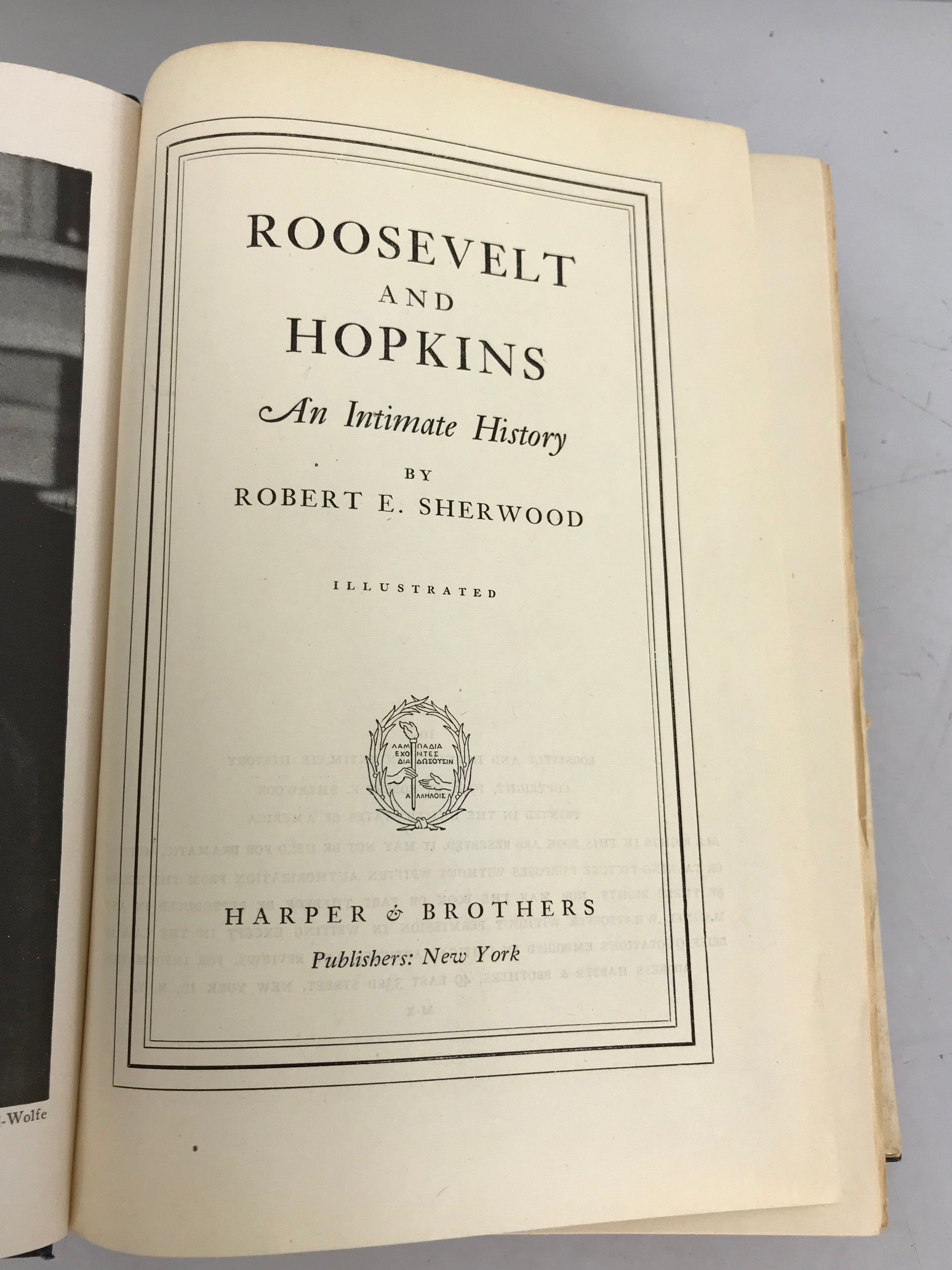 Roosevelt and Hopkins an Intimate History by Robert Sherwood 1948 HC DJ