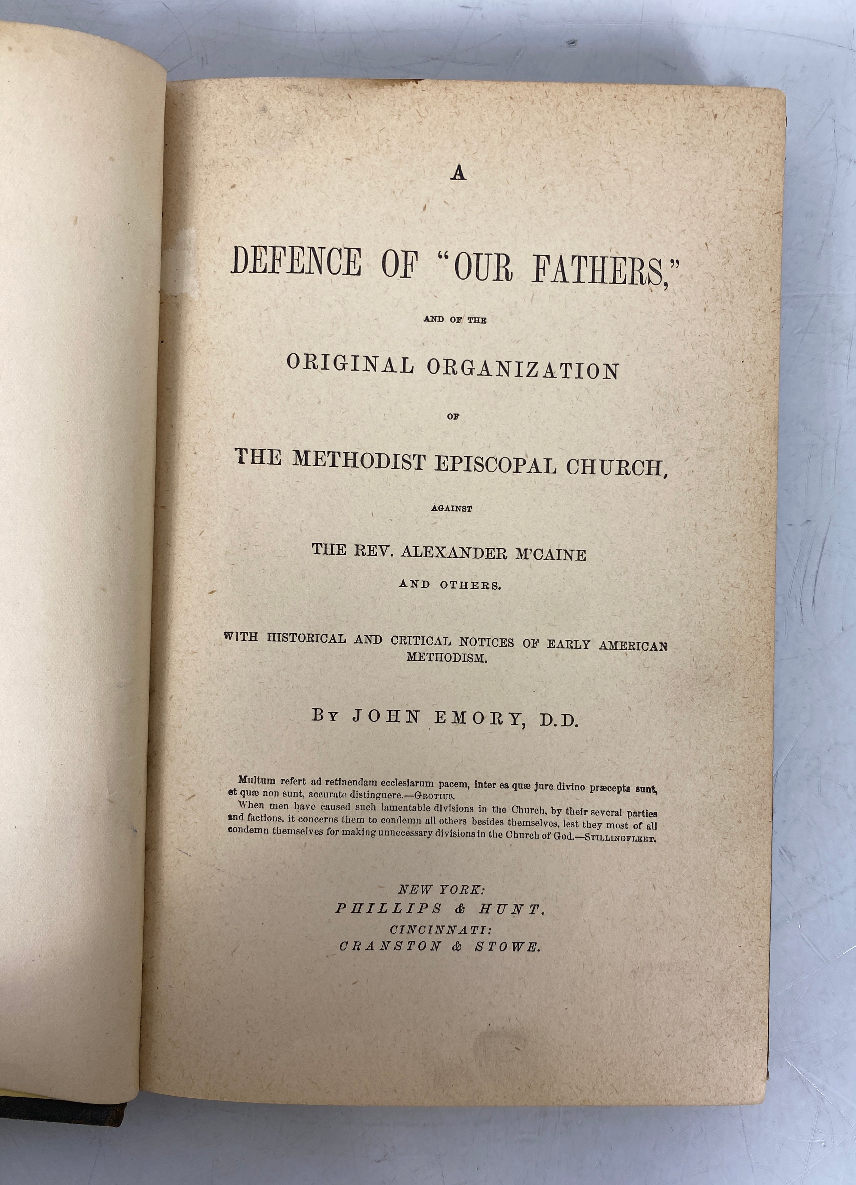 A Defence of "Our Fathers" the Methodist Episcopal Church John Emory Antique HC