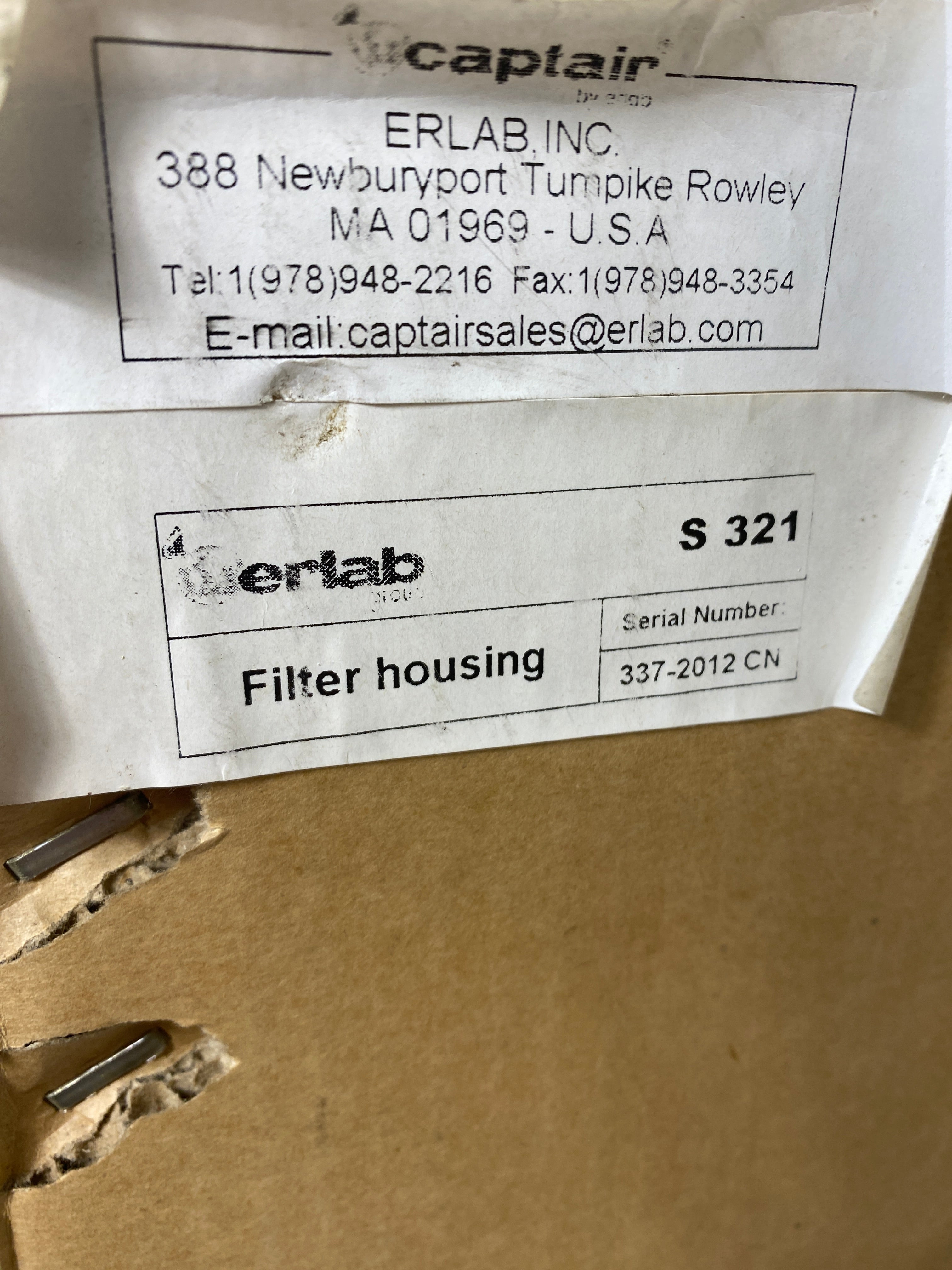 Erlab Captair Flex S321 Filter Housing for Ductless Fume Hood *New*