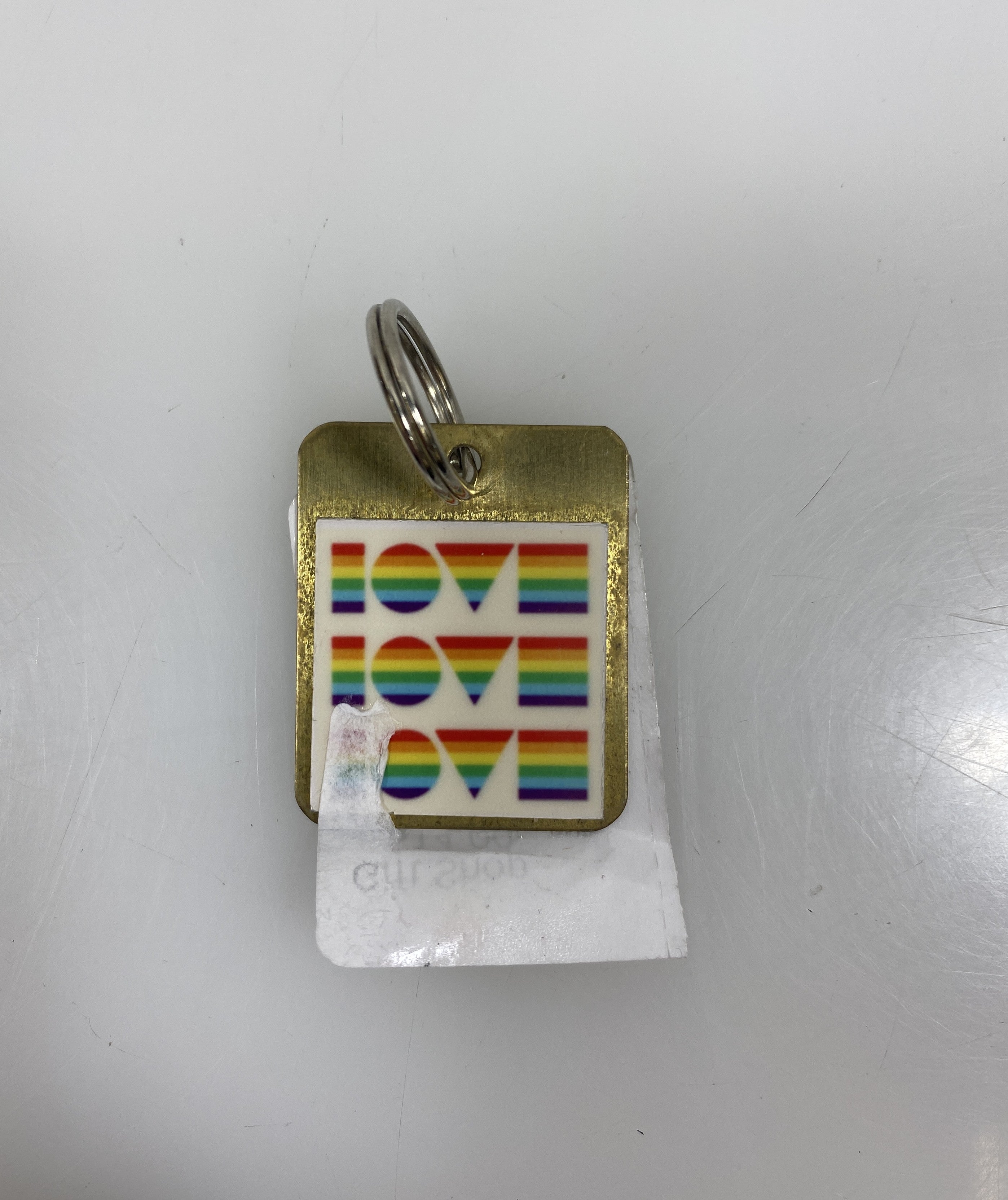 Gold Rainbow Word Love Keychain
