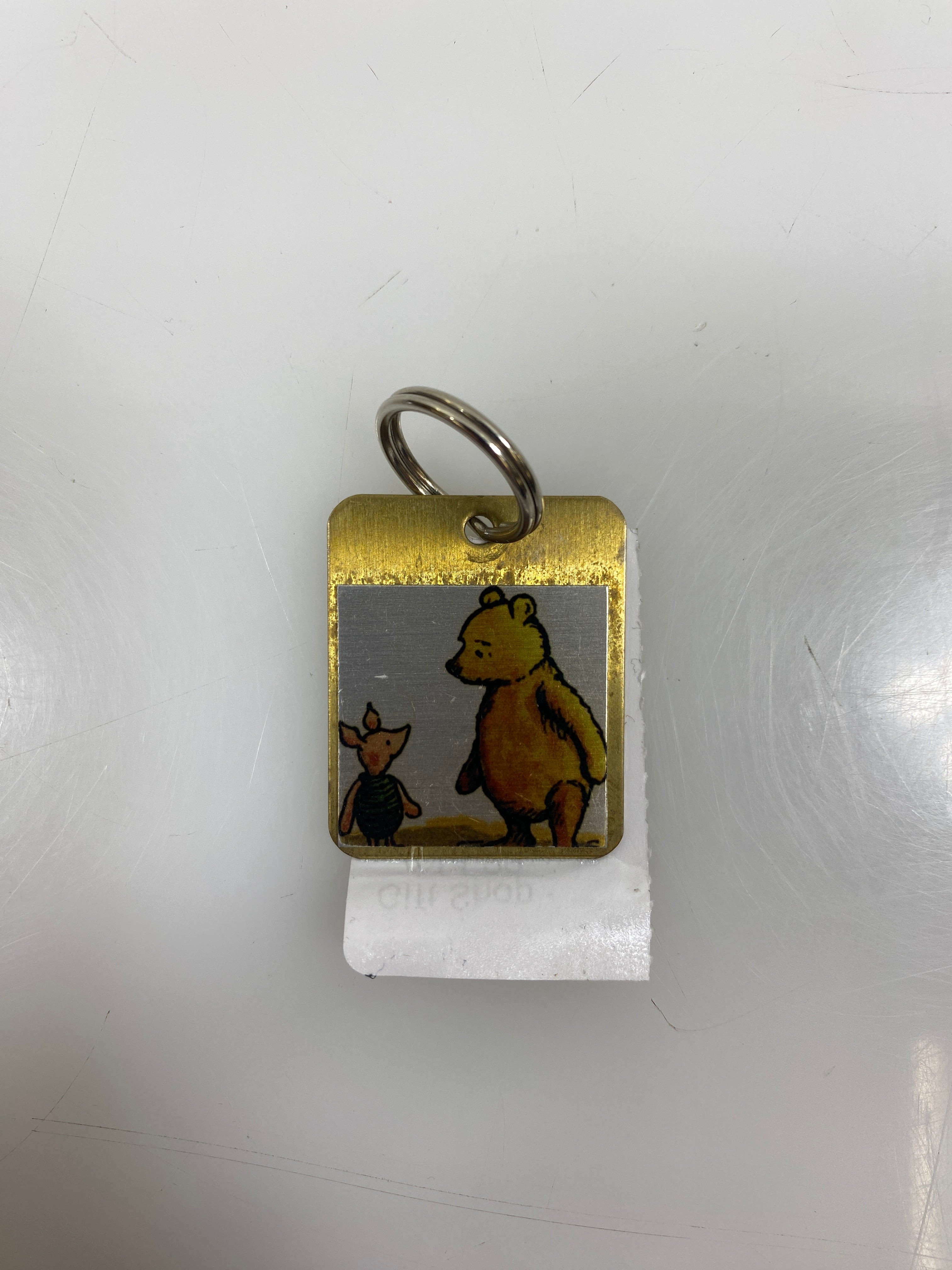 Gold Winnie the Pooh and Piglet Keychain