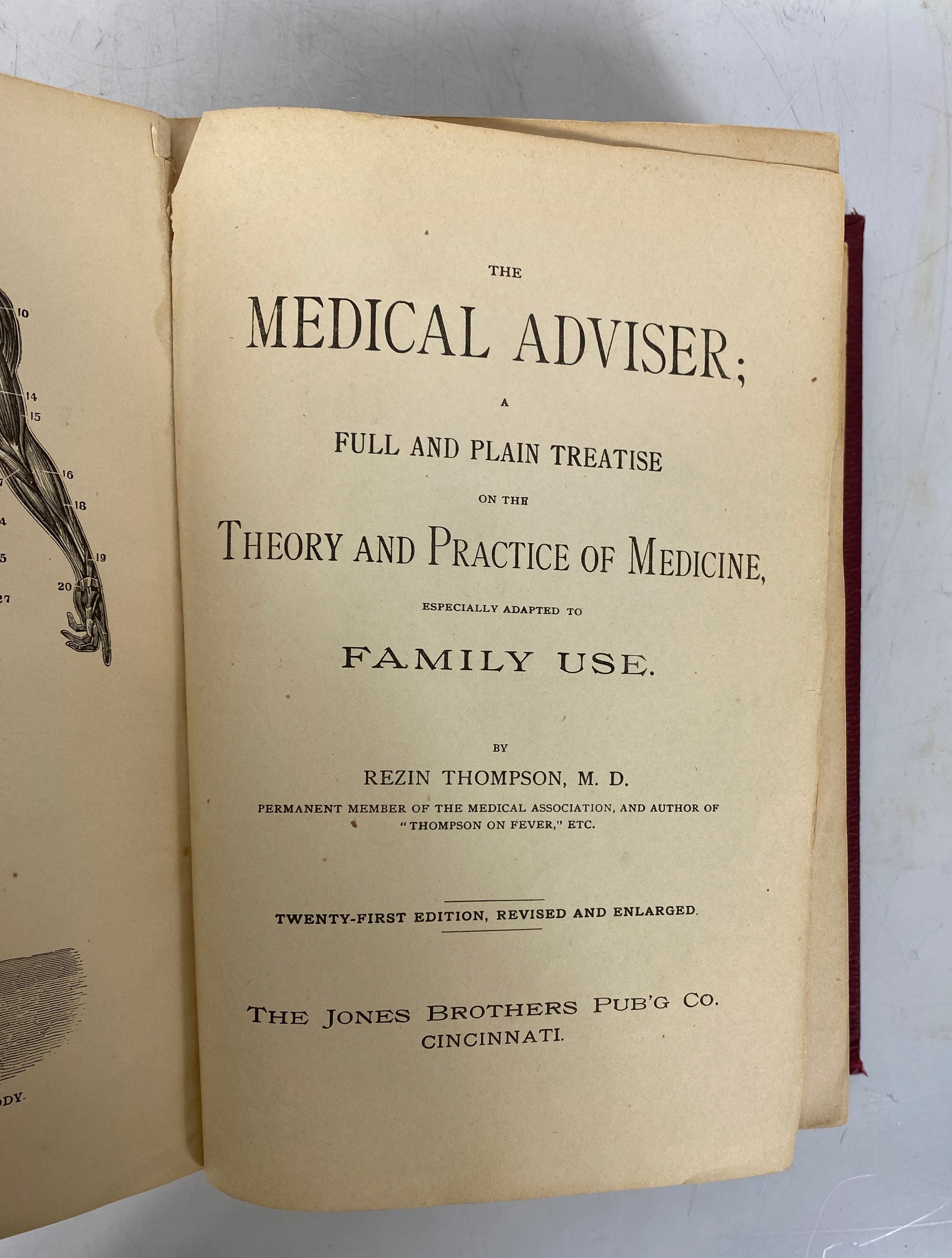 The Medical Adviser by Rezin Thompson 1891 Antique HC 21st Edition See Photos