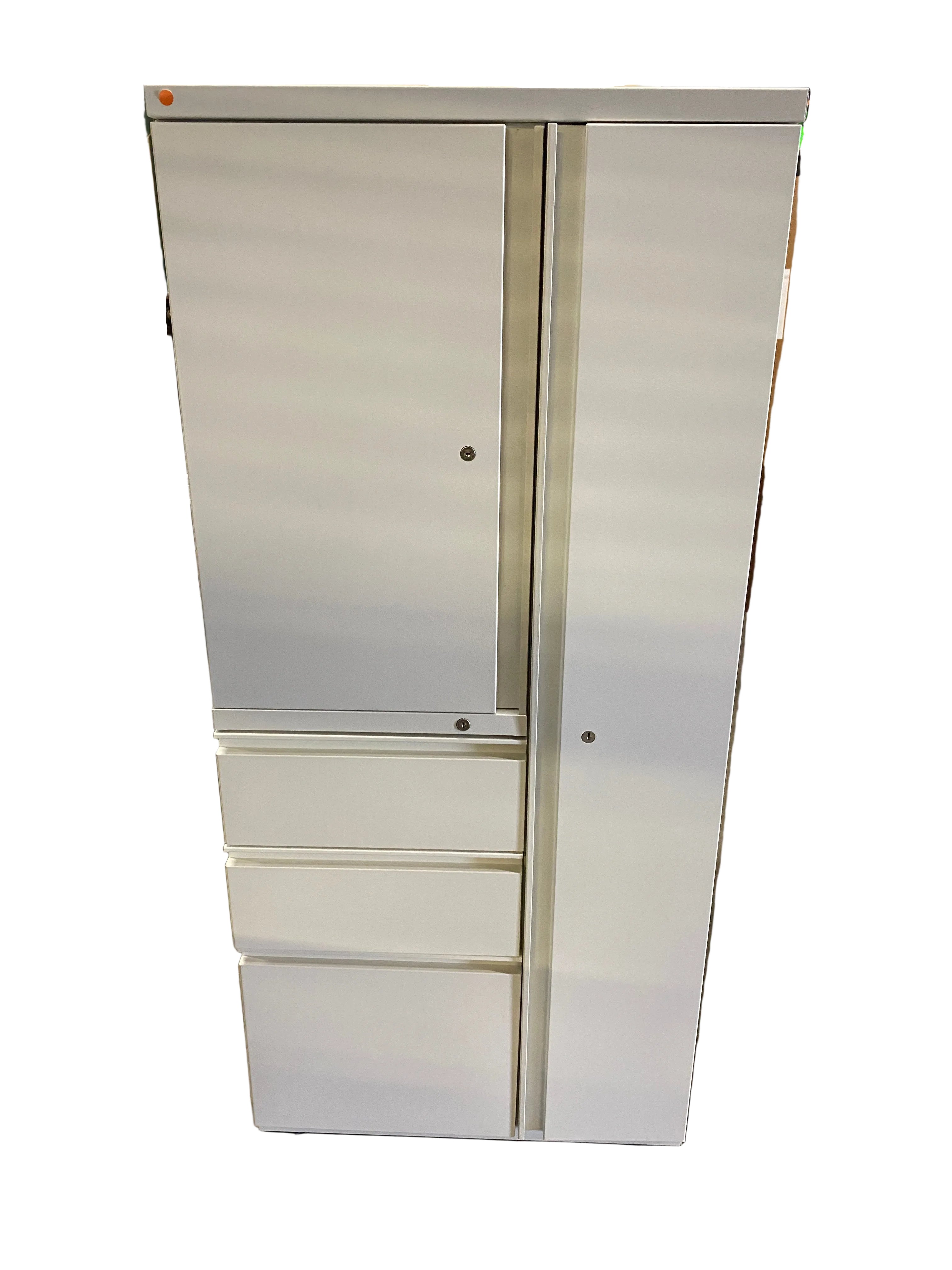 White Right Opening Cabinet w/ 3 Drawers and 2 Shelves
