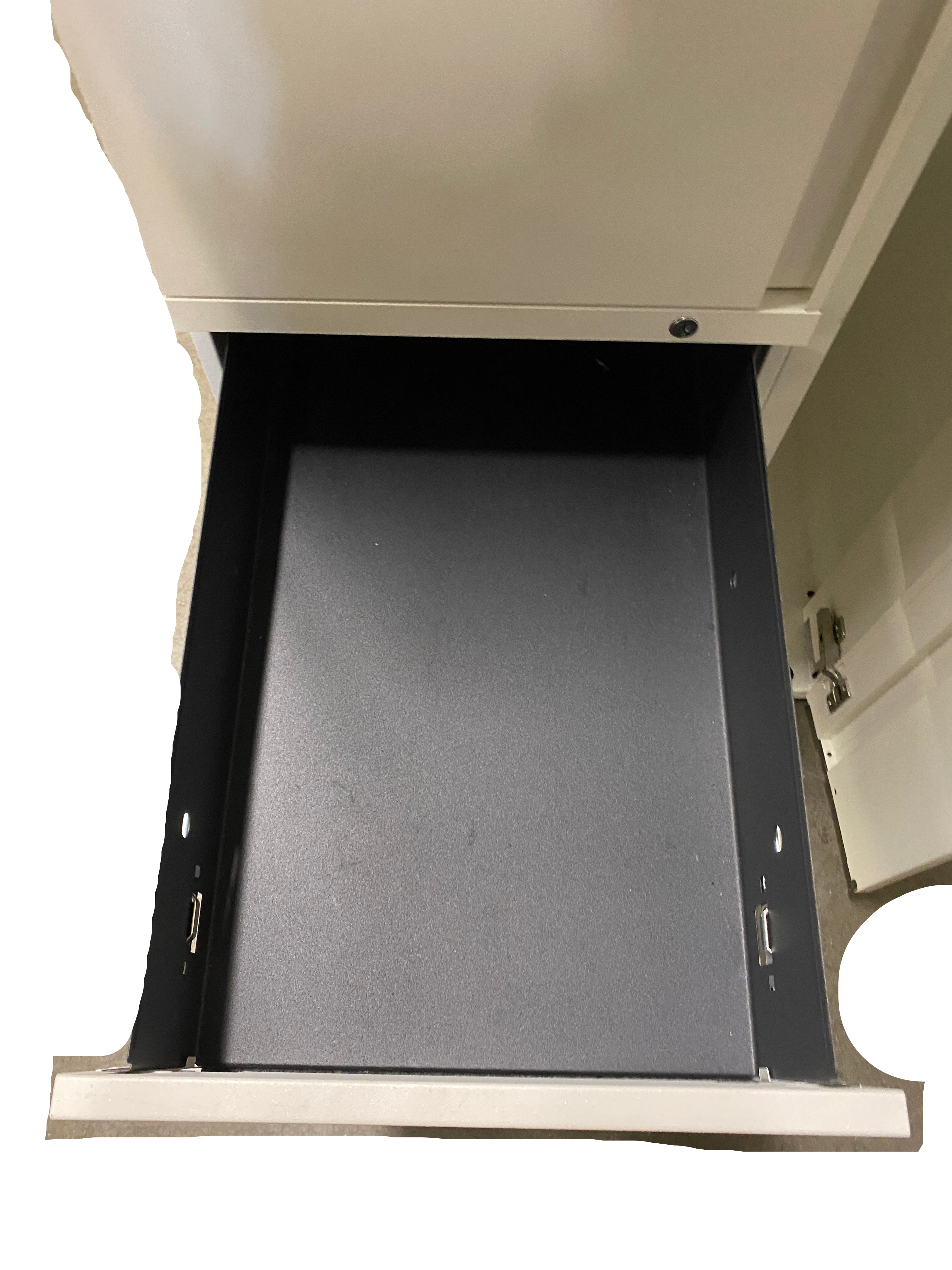 White Right Opening Cabinet w/ 3 Drawers and 2 Shelves