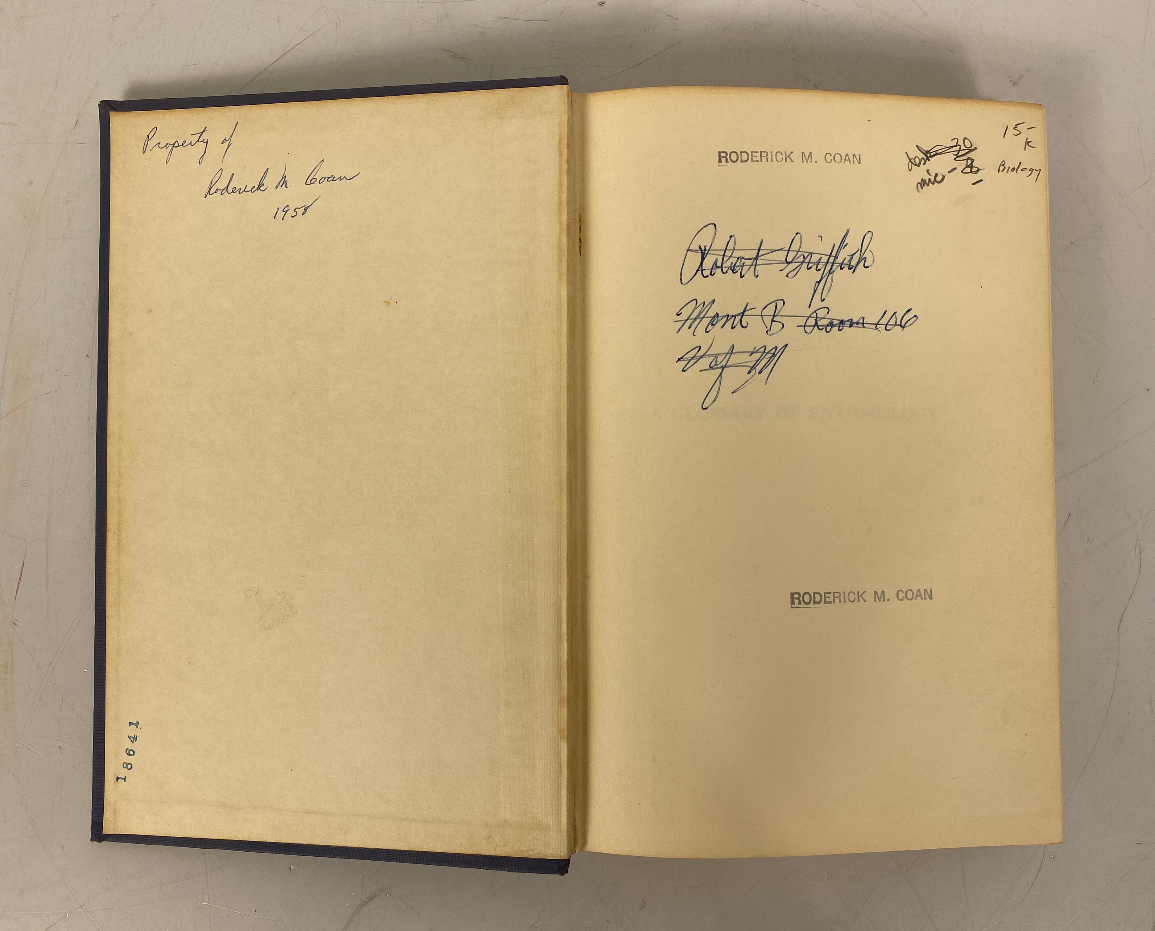 A Glossary of Entomology J.R. de la Torre-Bueno 1950 2nd Printing HC