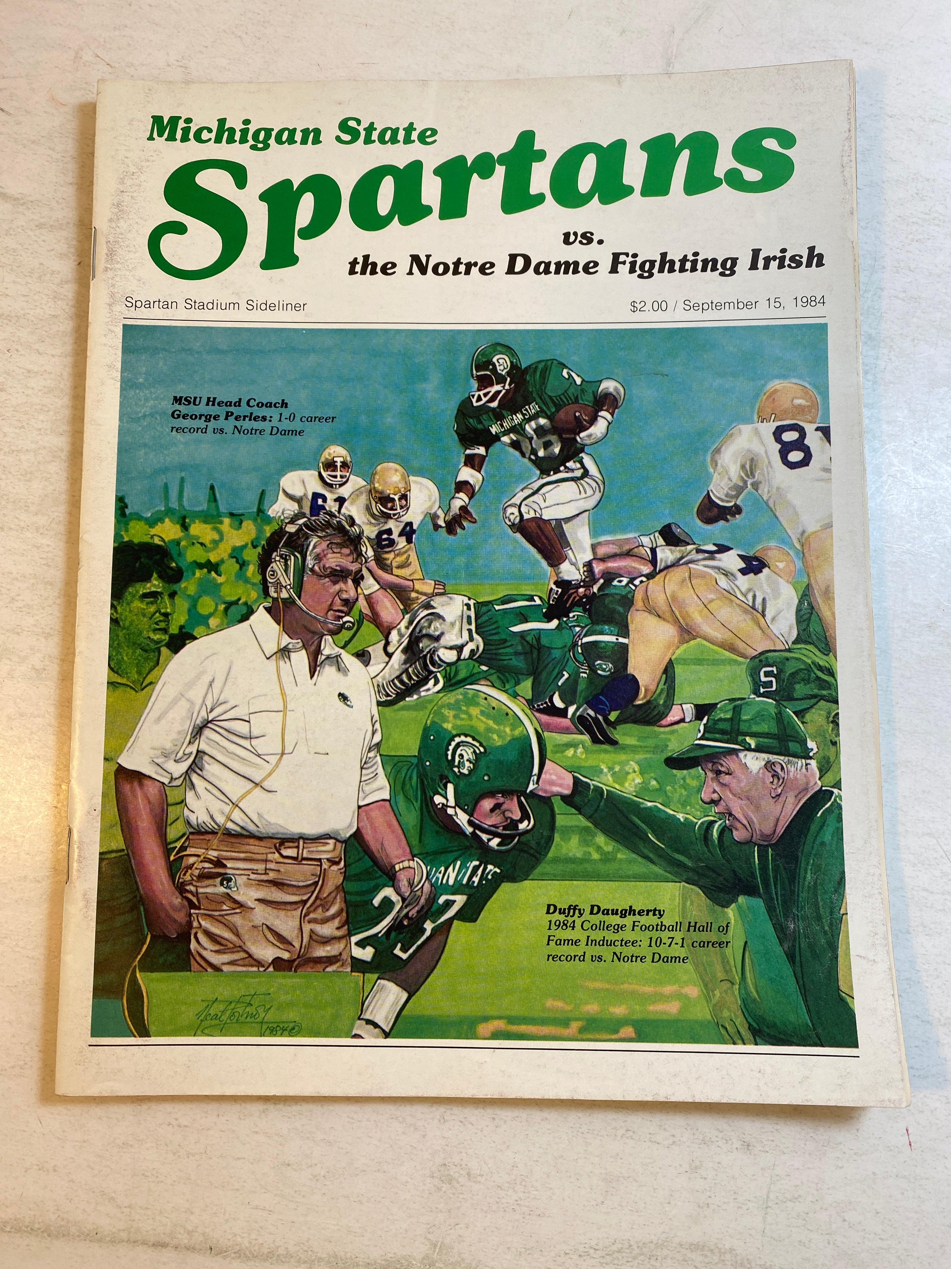 1984 Michigan State vs Notre Dame Spartan Football Program Perles Daugherty