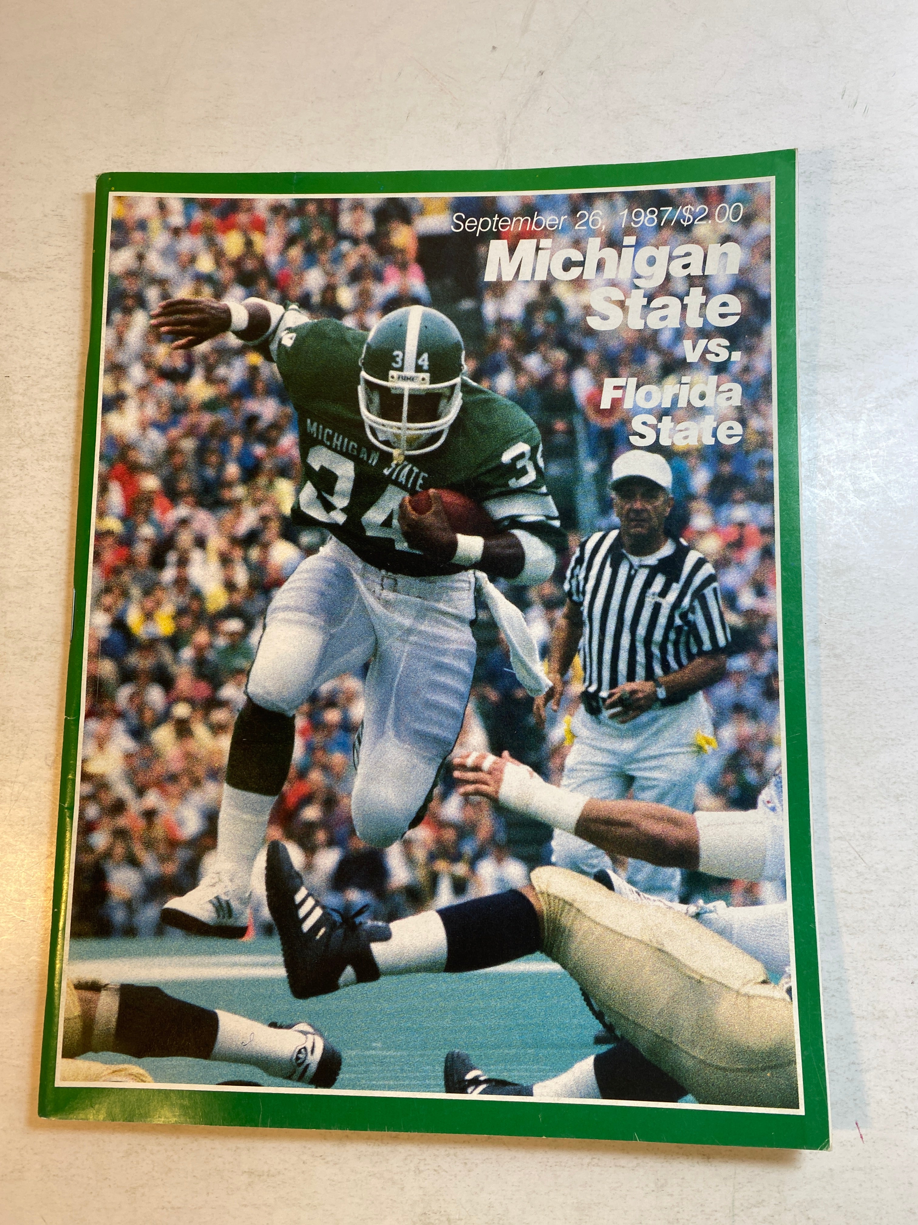 1987 Michigan State vs Florida State Spartan Football Program Lorenzo White