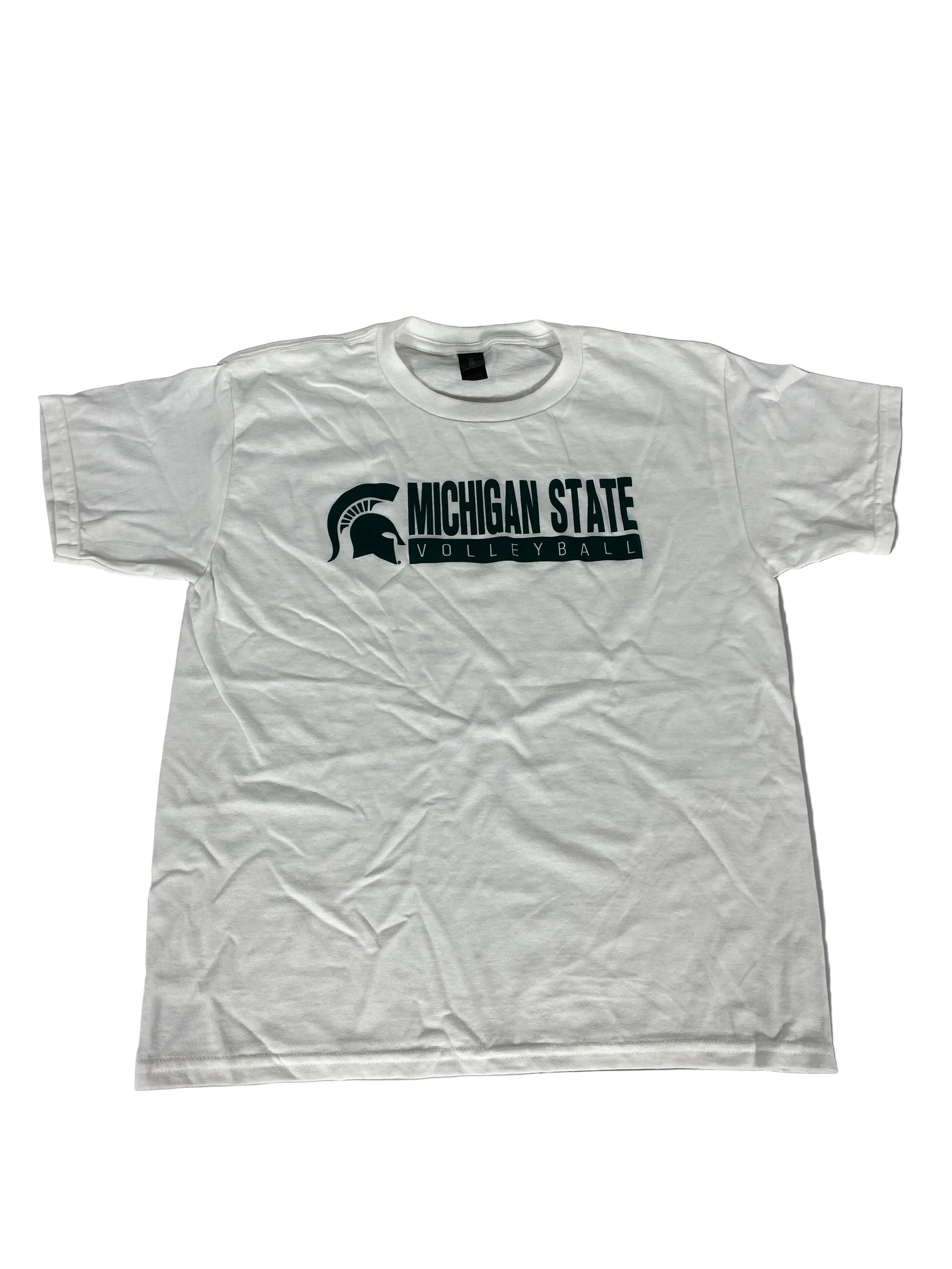 White Spartan Volleyball Short Sleeve T-Shirt Youth Size L