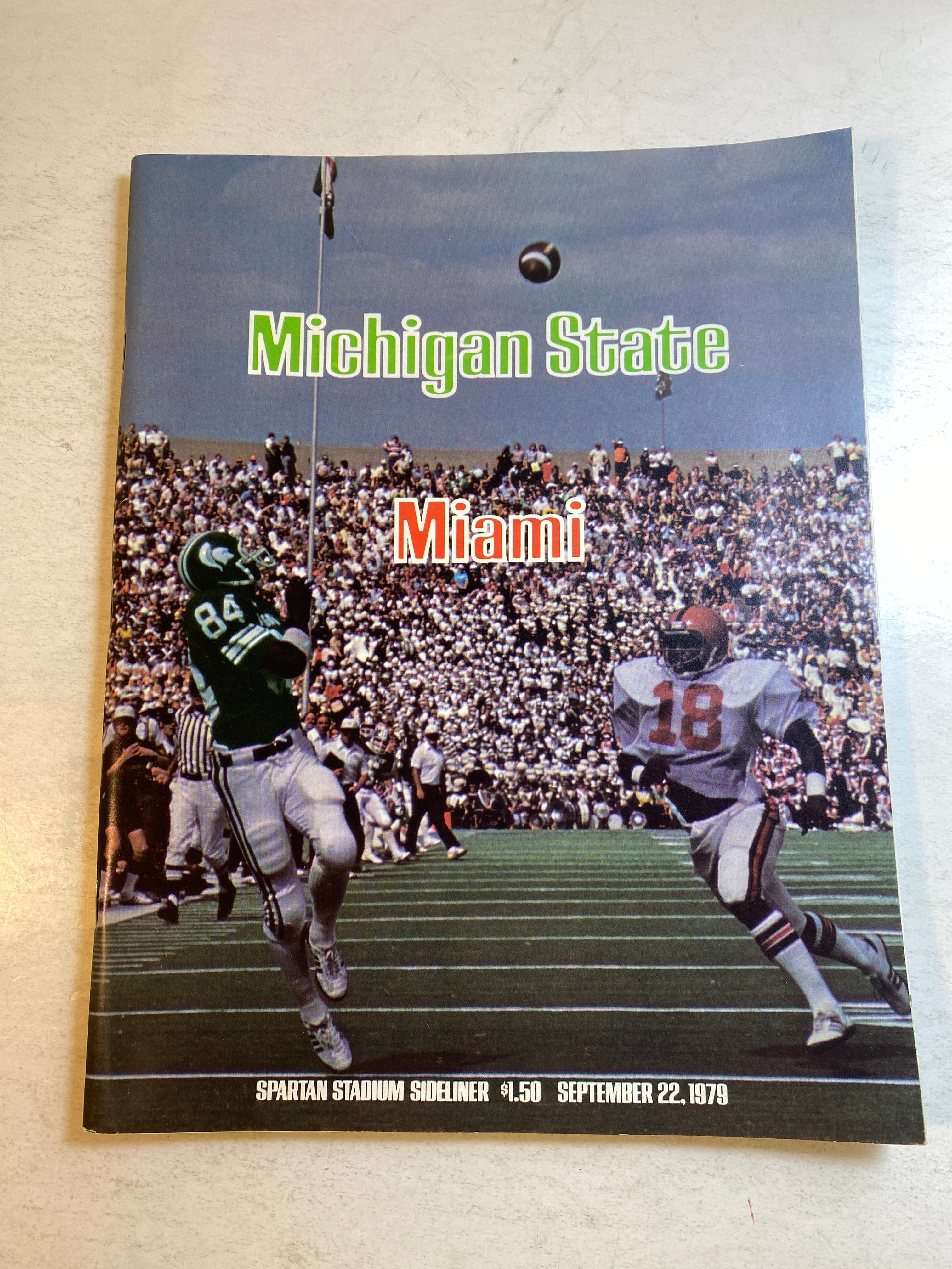 1979 Michigan State vs Miami Spartan Sideliner Football Program
