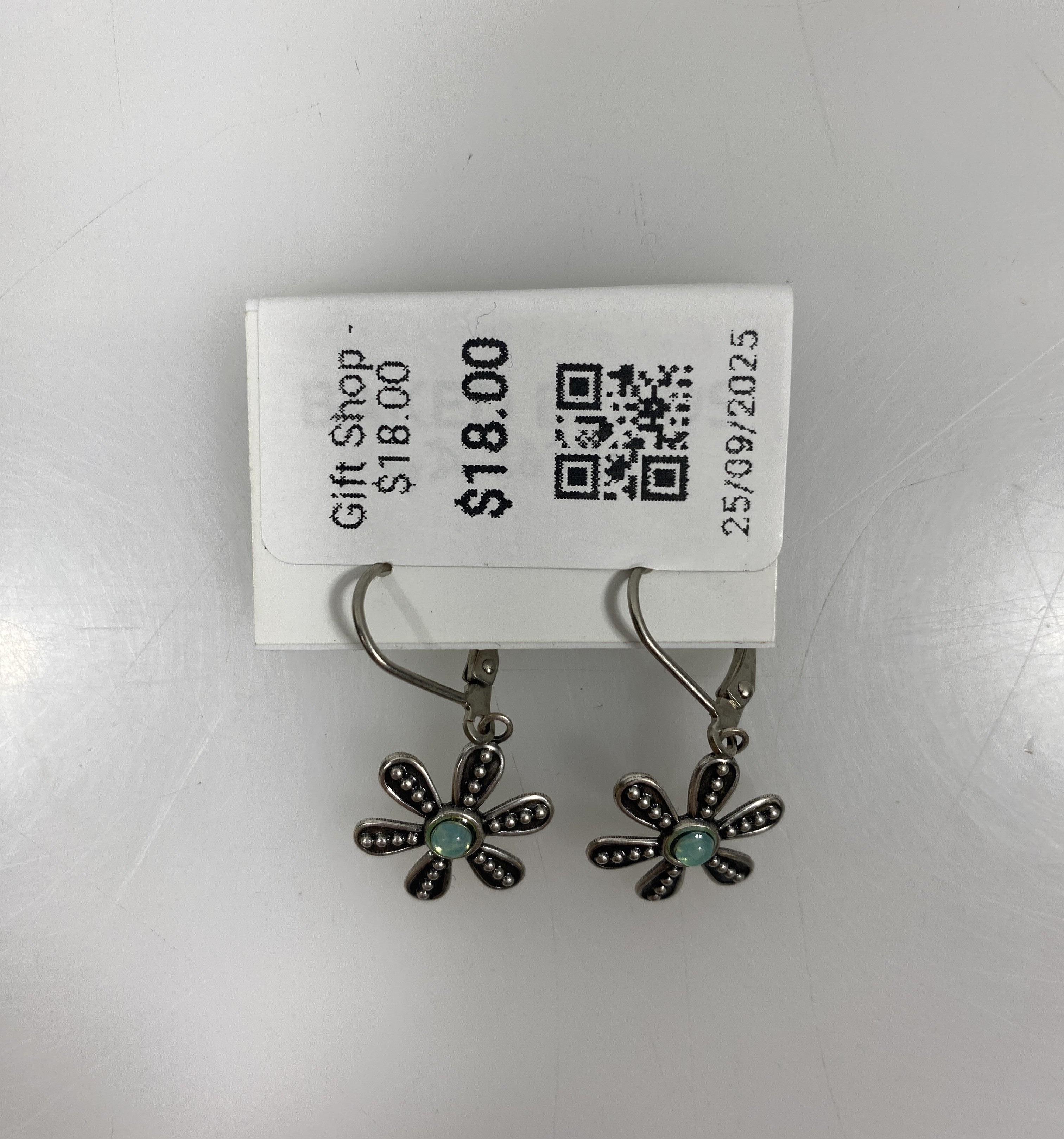 Silver Granulated Flower Earrings