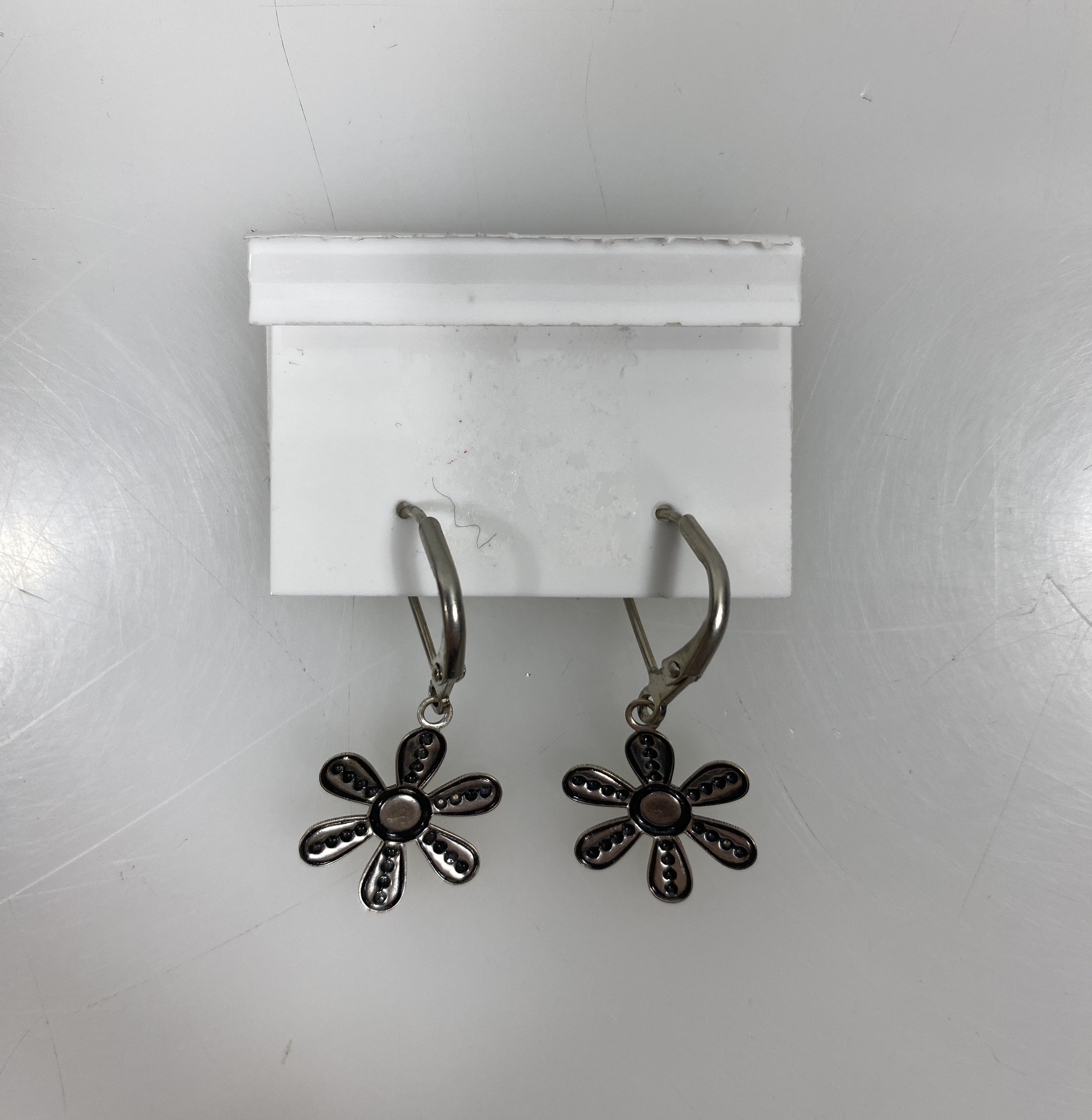 Silver Granulated Flower Earrings
