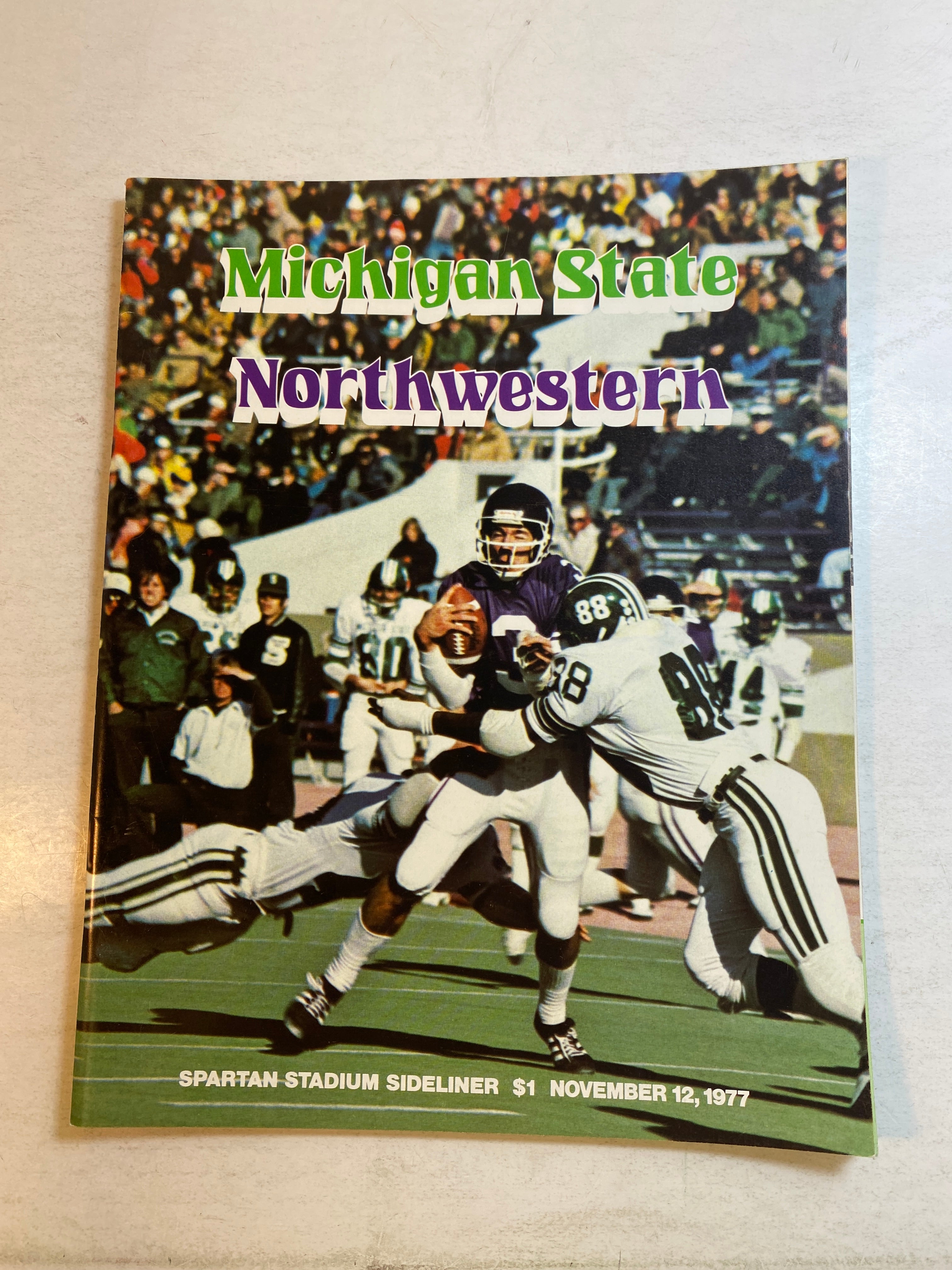 1977 Michigan State vs Northwestern Spartan Sideliner Football Program