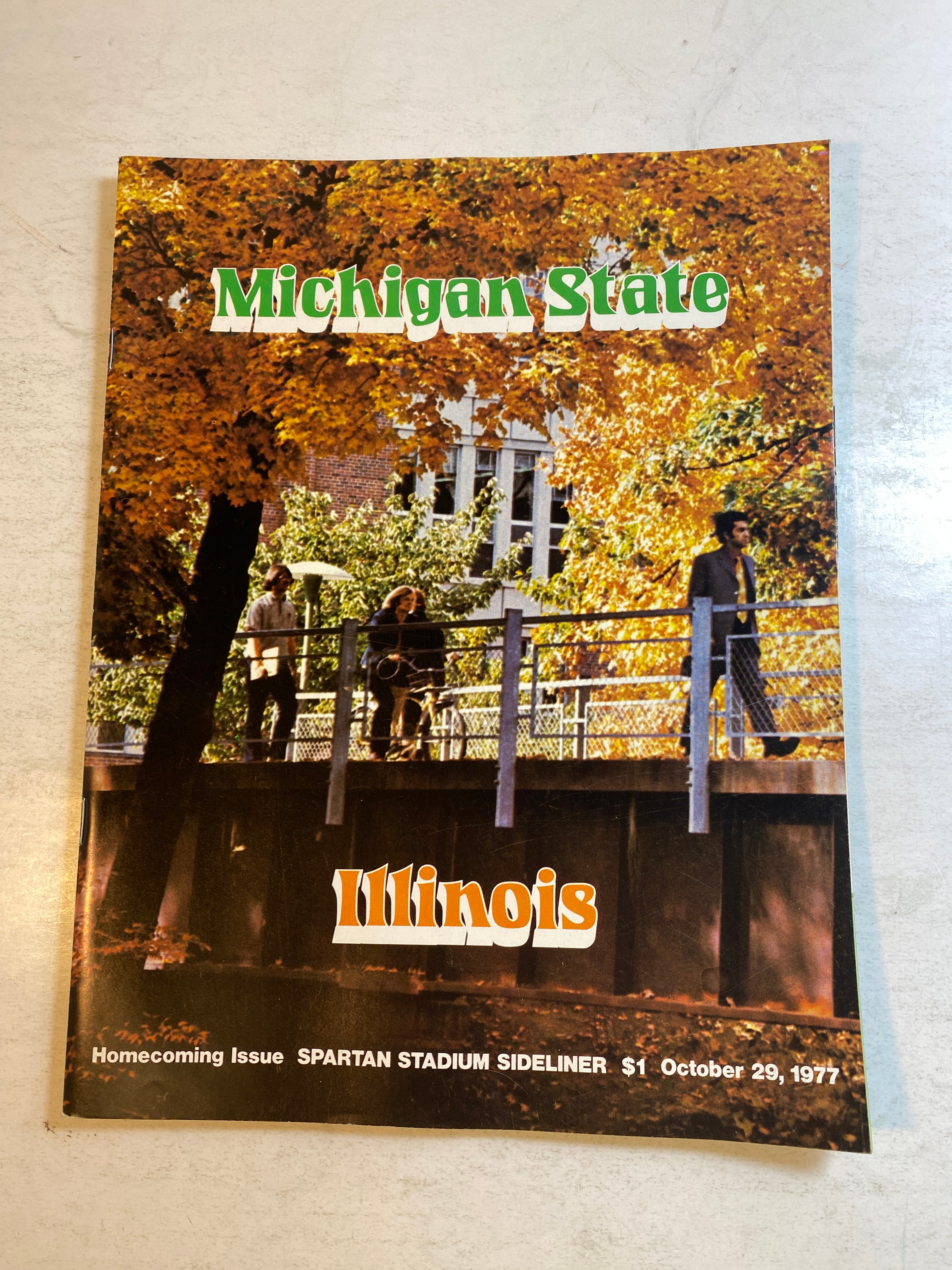 1977 Michigan State vs Illinois Spartan Sideliner Football Program