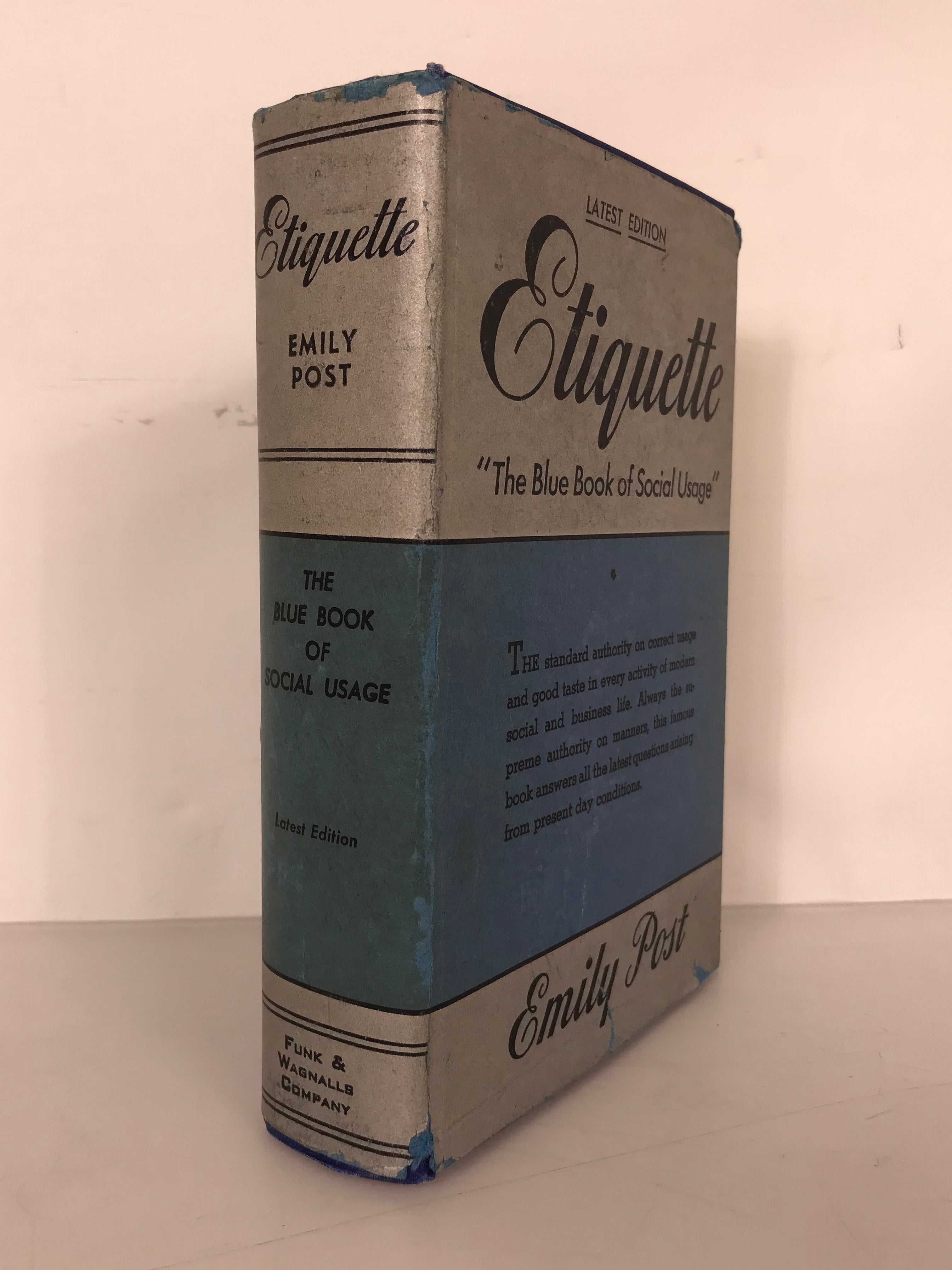 Etiquette The Blue Book of Social Usage by Emily Post 1943 HC DJ