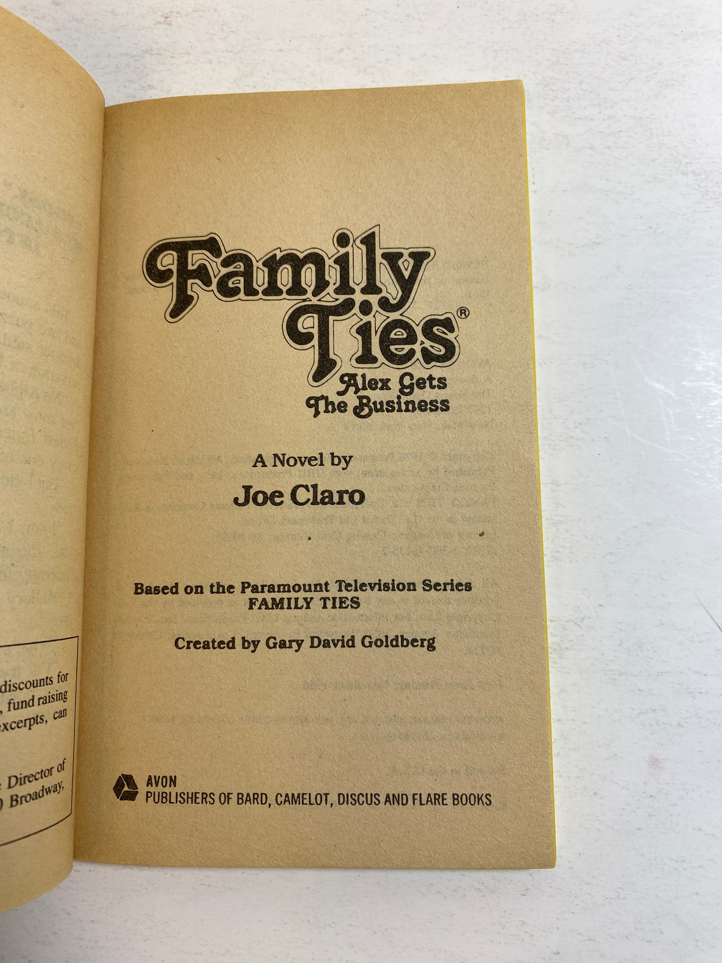 Family Ties Avon vintage paperback Joe Claro 1986