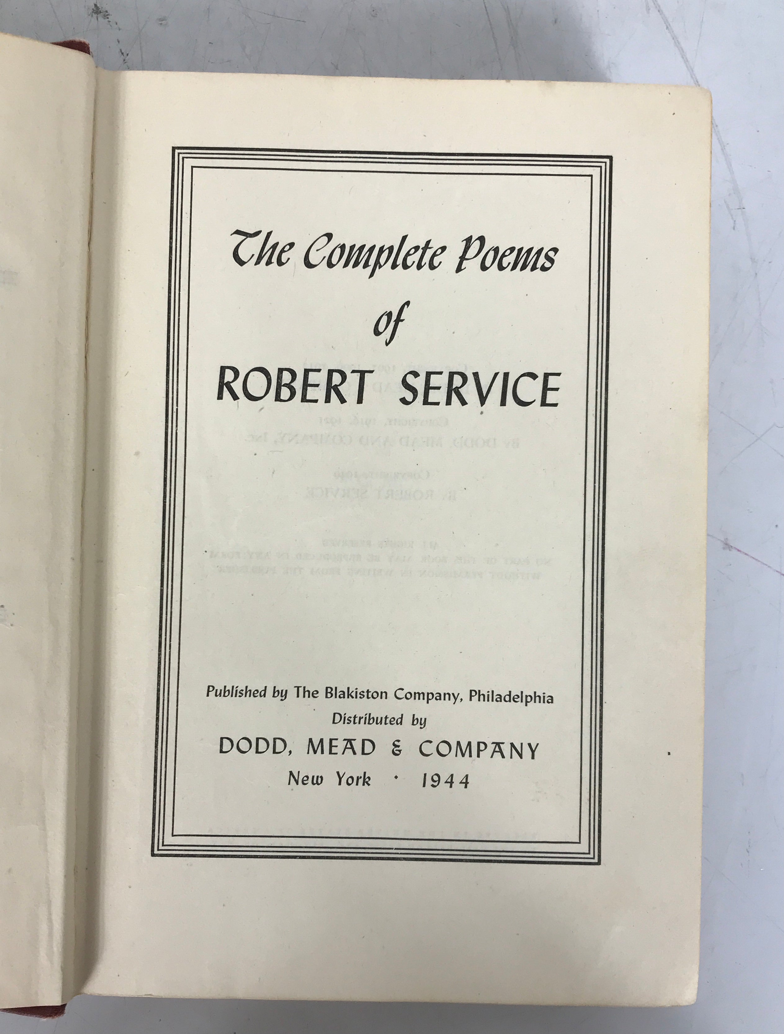 The Complete Poems of Robert Service 1944 HC Blakiston Company