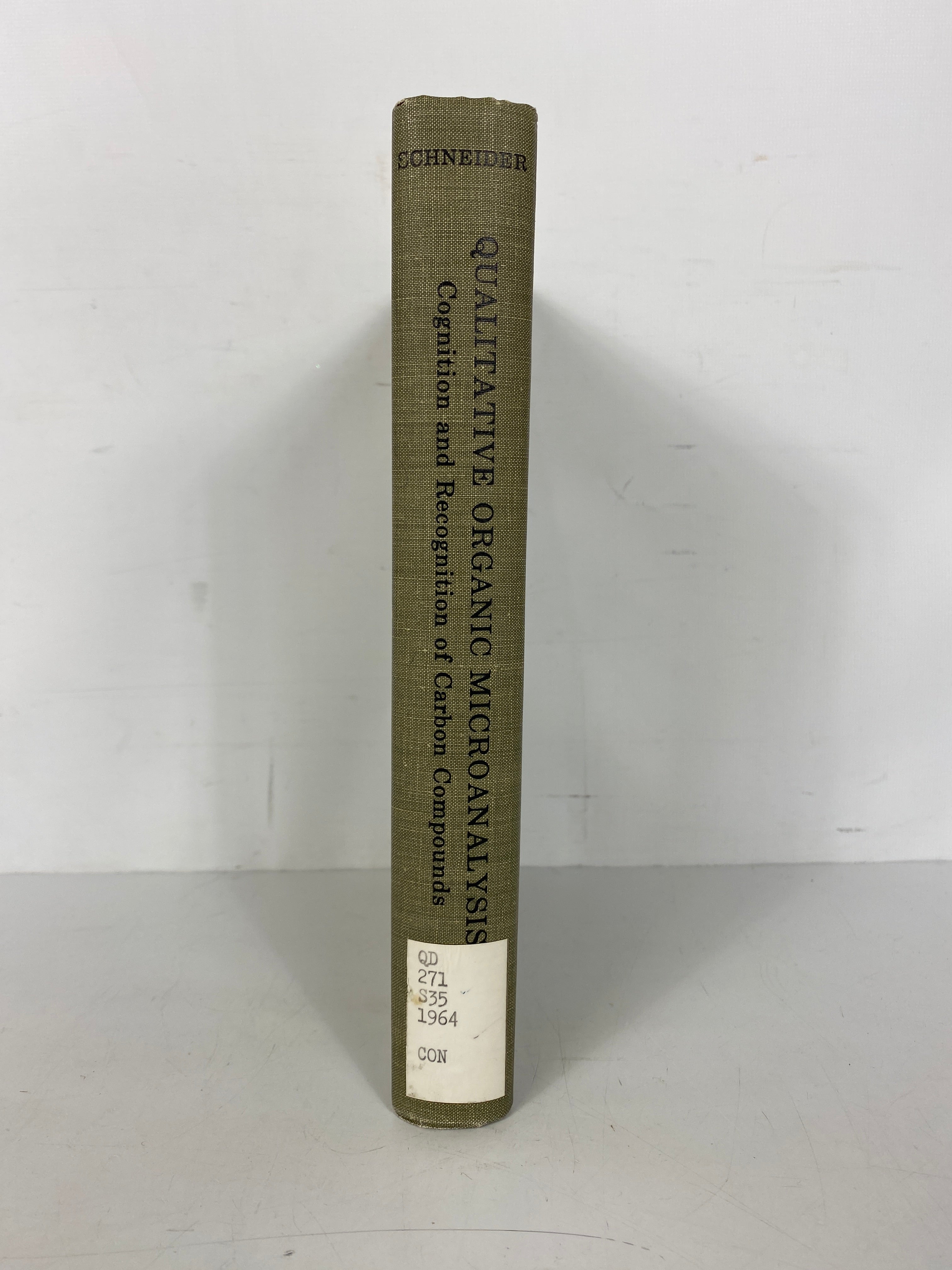 Qualitative Organic Microanalysis by Frank Schneider 1964 Ex-Library Textbook HC