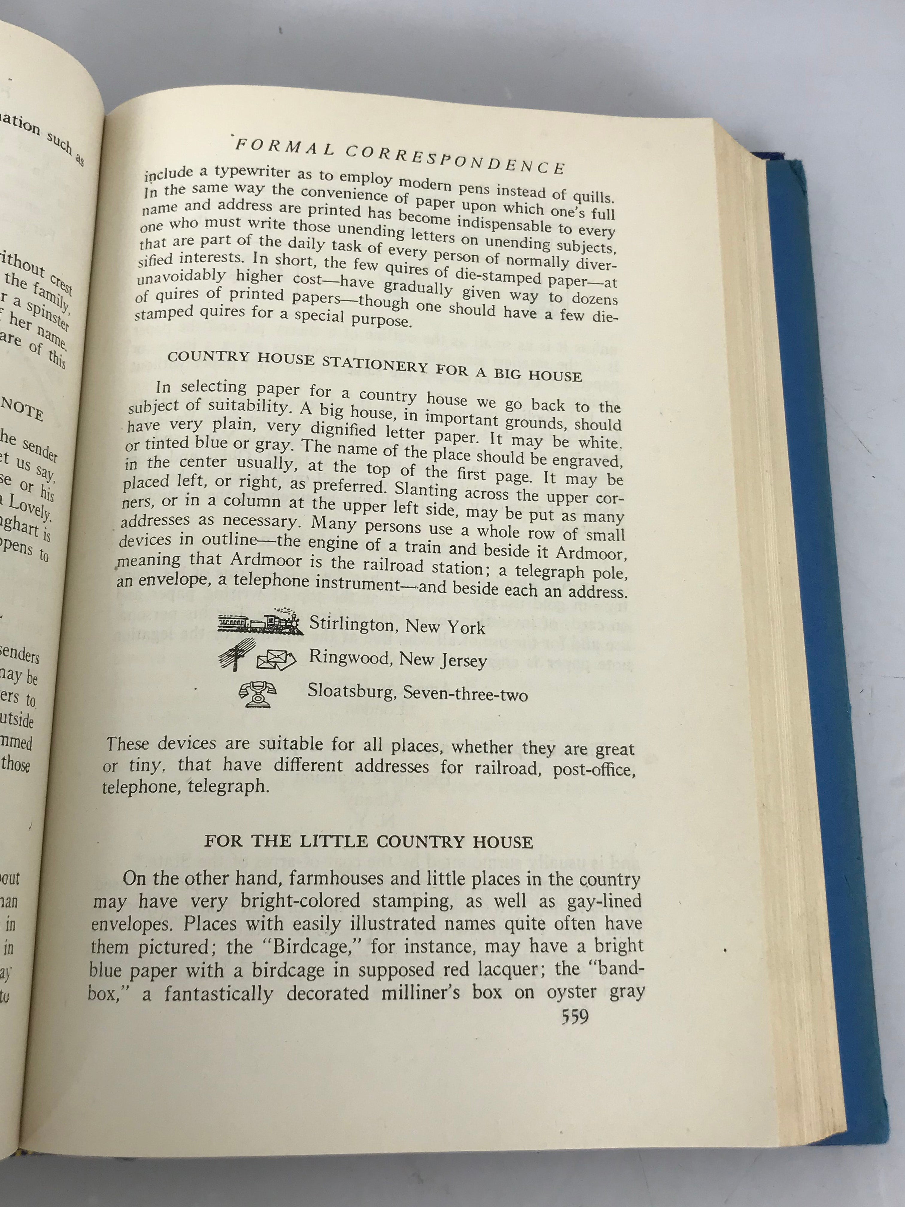 Etiquette The Blue Book of Social Usage by Emily Post 1943 HC DJ