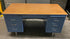 Steelcase Blue 6 Drawer Tanker Desk w/ Wood Laminate Top