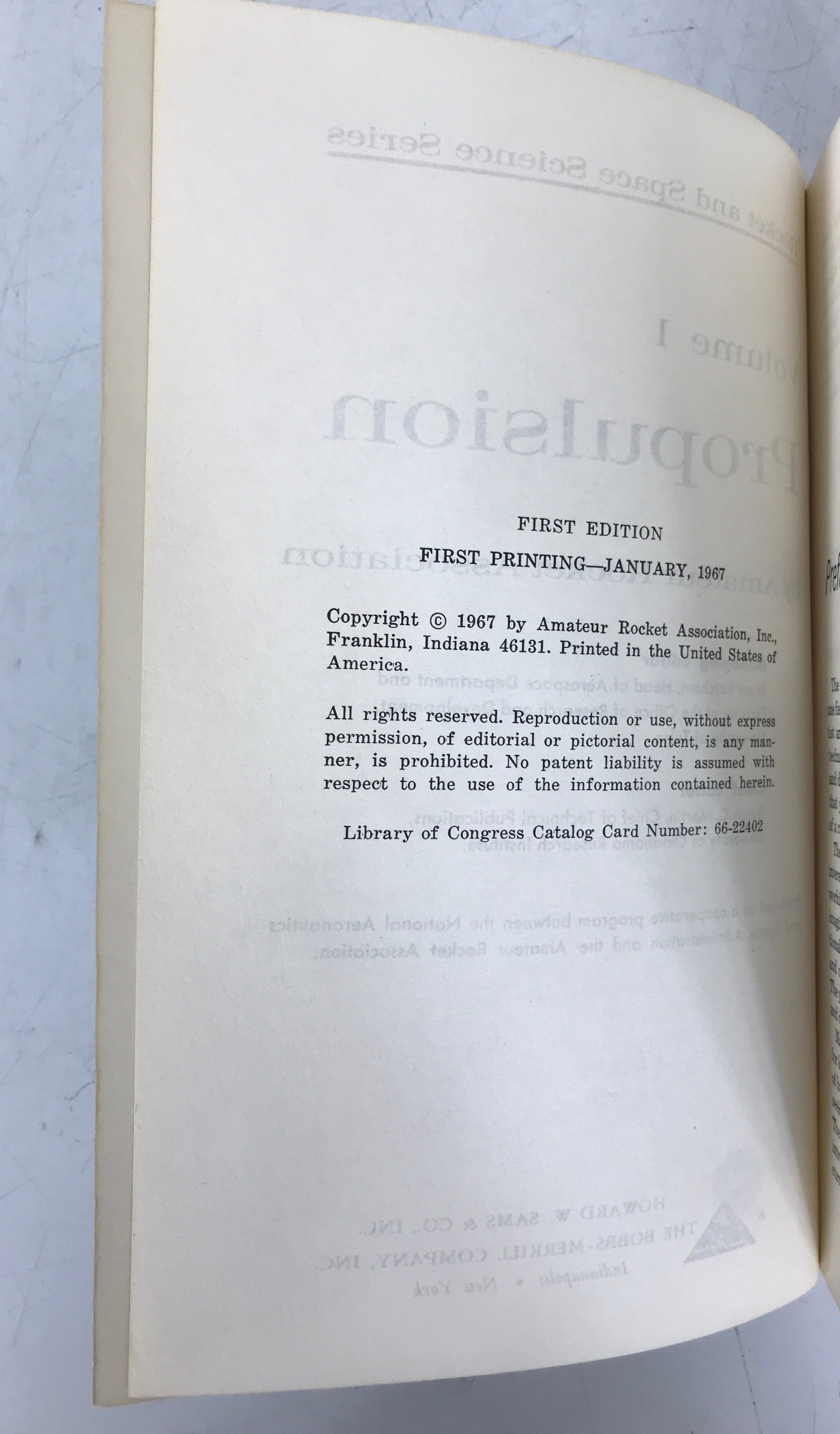 2 Vol Set Rocket and Space Science Series Propulsion & Propellants 1967 1st Ed SC