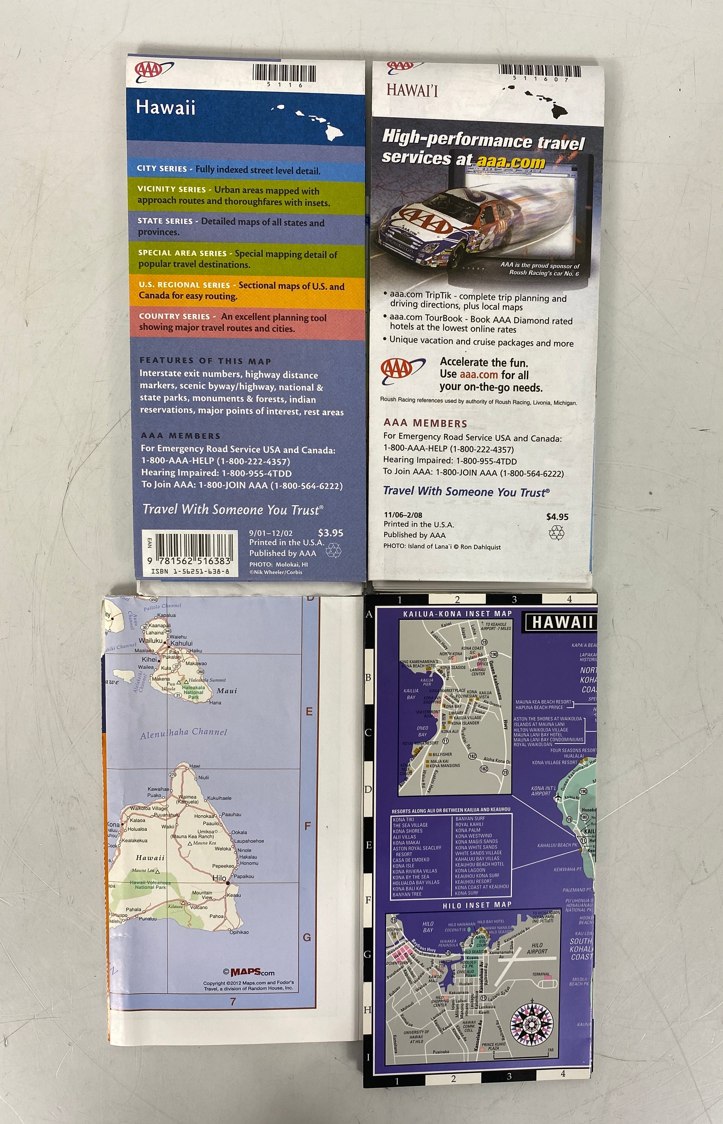 Lot of 4 Hawaii Maps: AAA State Series/Streetwise Hawaii/Fodor's Kauai