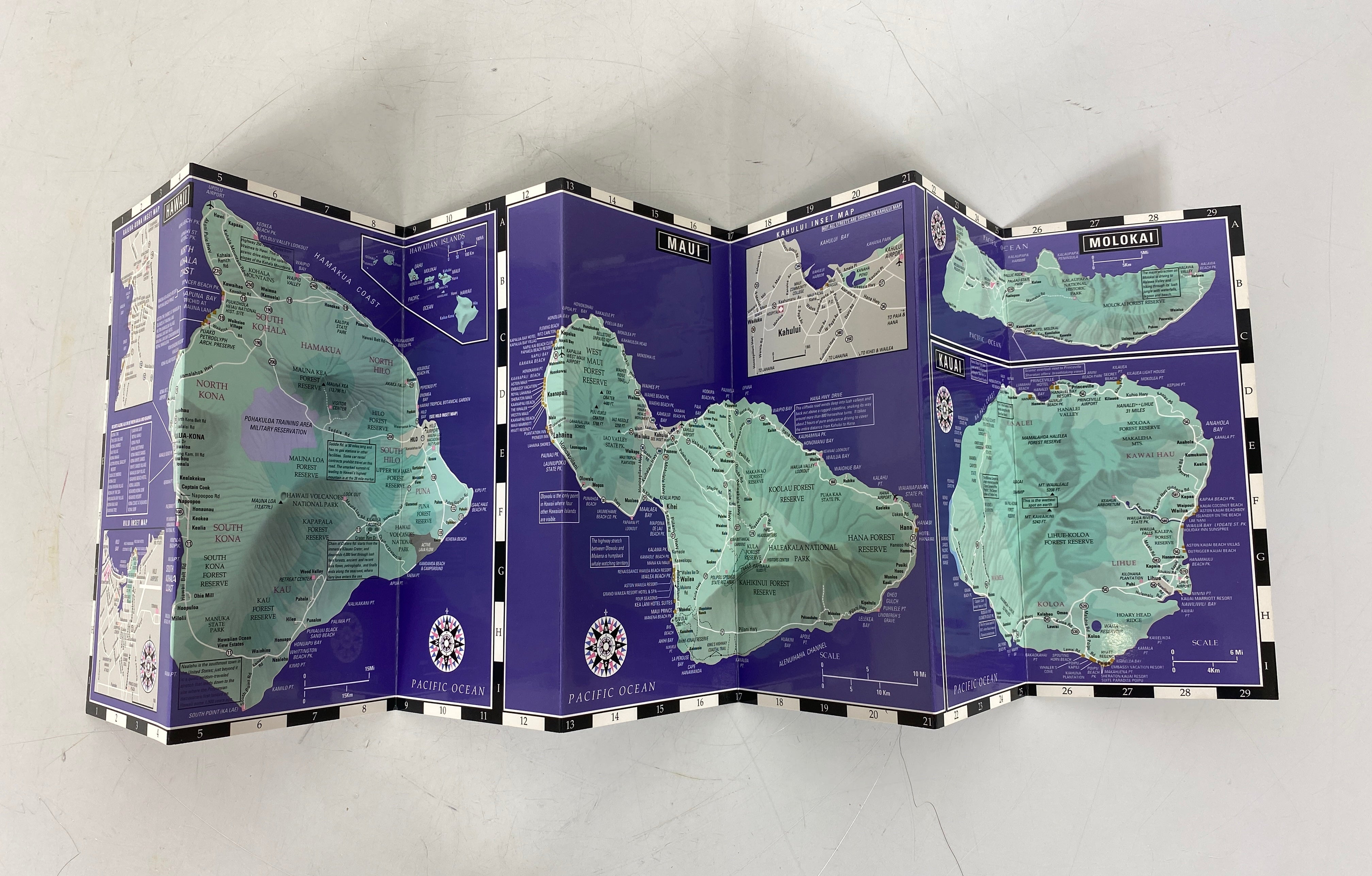 Lot of 4 Hawaii Maps: AAA State Series/Streetwise Hawaii/Fodor's Kauai