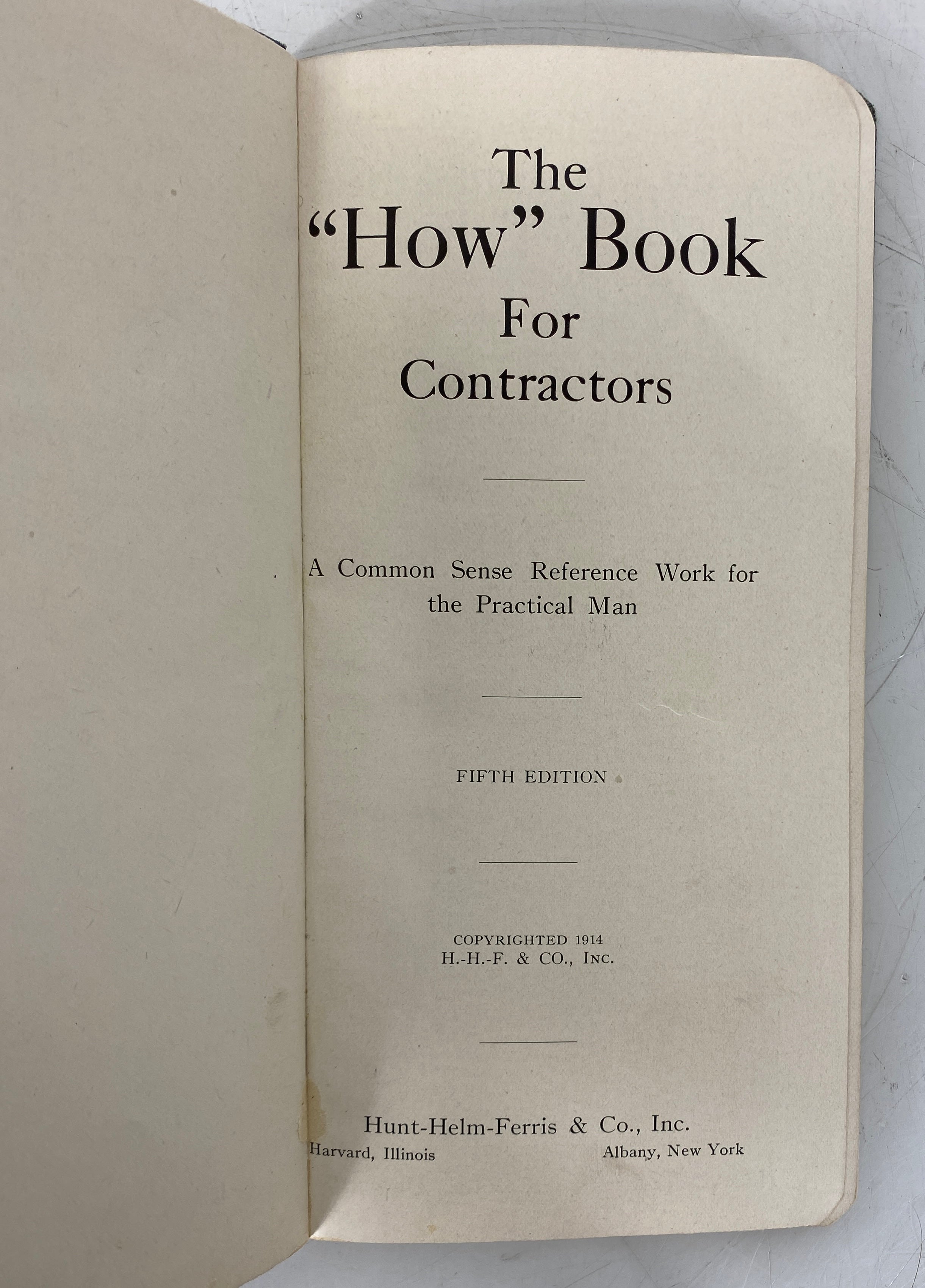 The "How" Book for Contractors 1914 Fifth Edition Antique SC