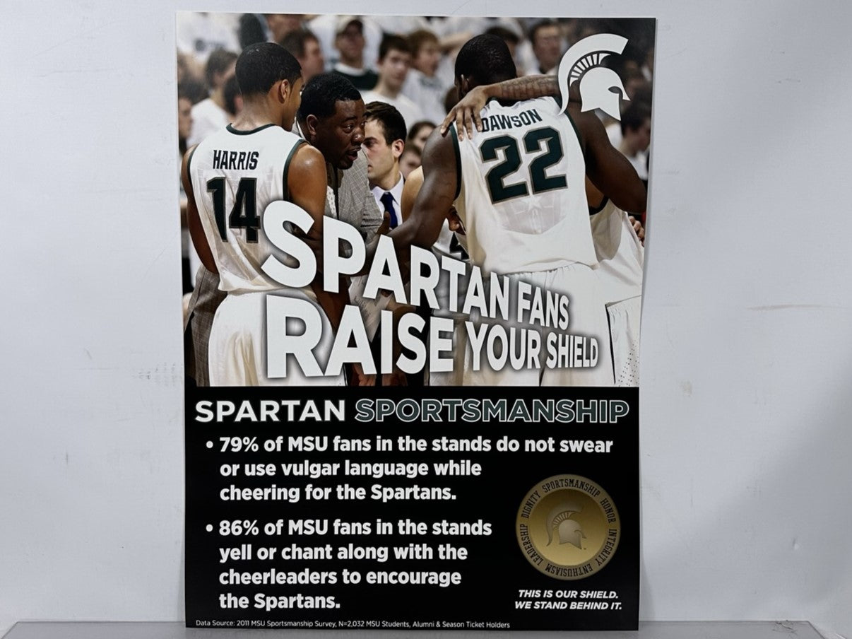 Spartan Sportsmanship Raise Your Shield Basketball Poster (A)